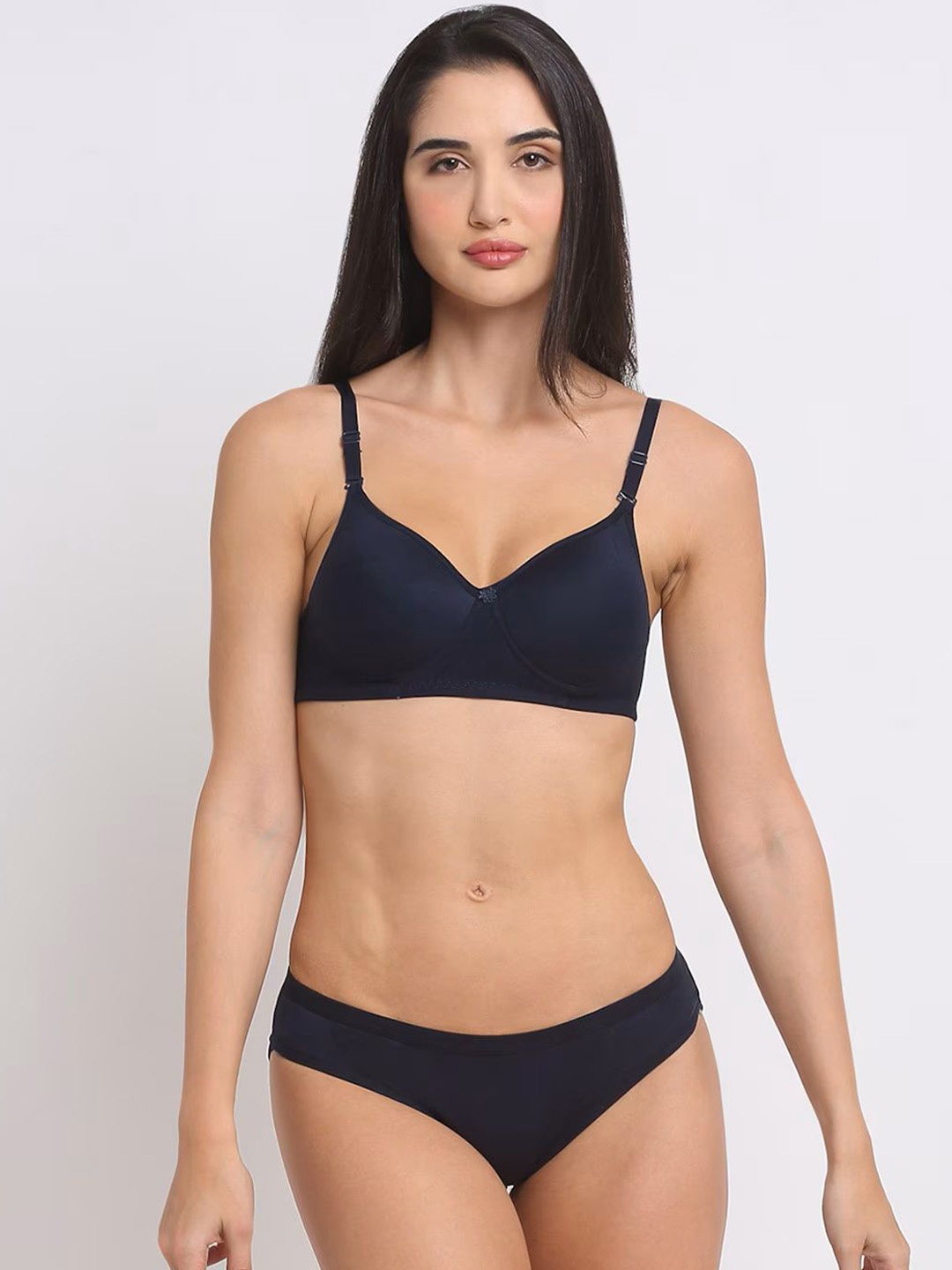 

ACCEZORY Women Solid Lightly Padded Lingerie Set, Navy blue