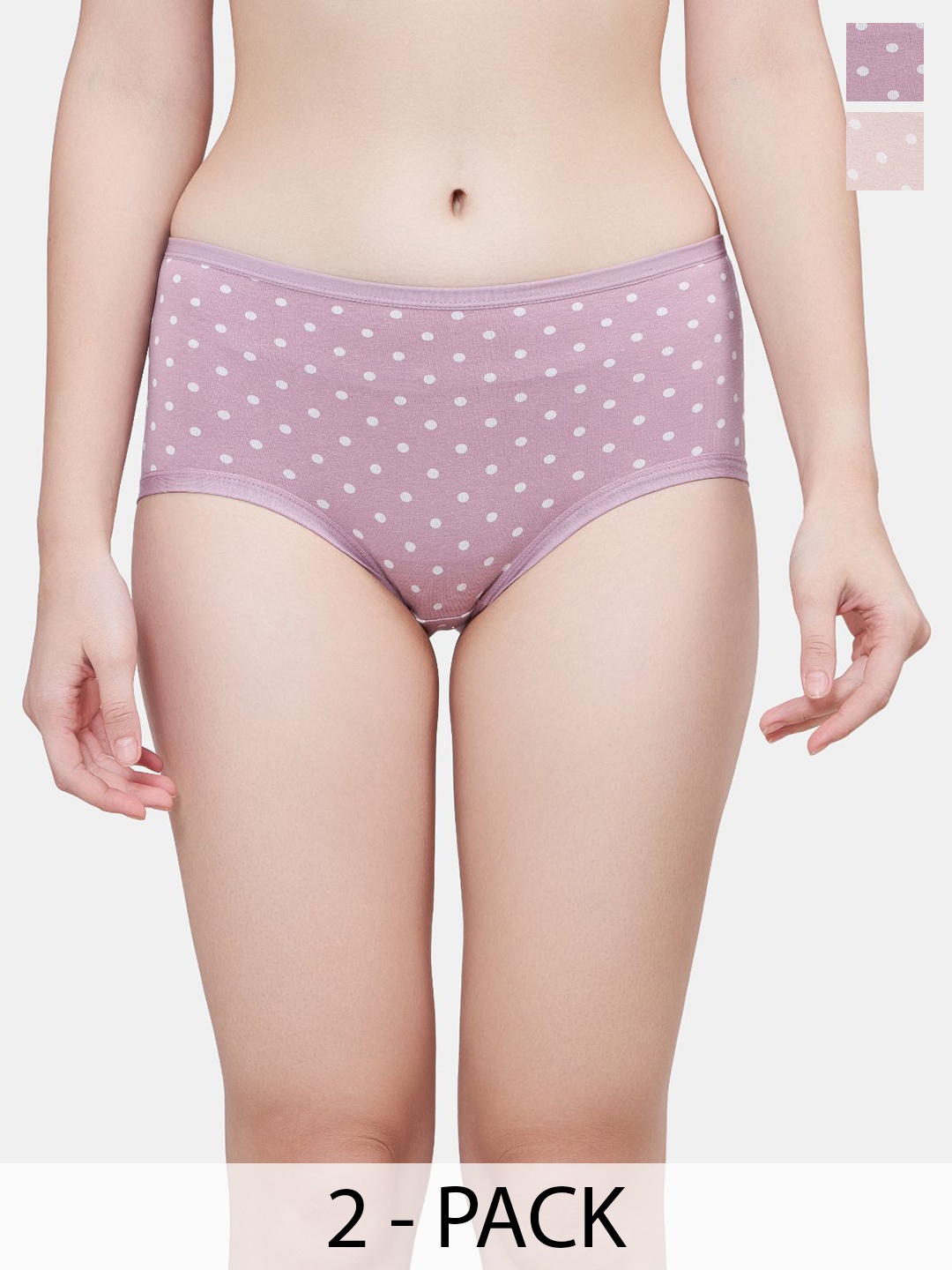 

PLUMBURY Pack Of 2 Women Printed Cotton Hipster Briefs, Beige