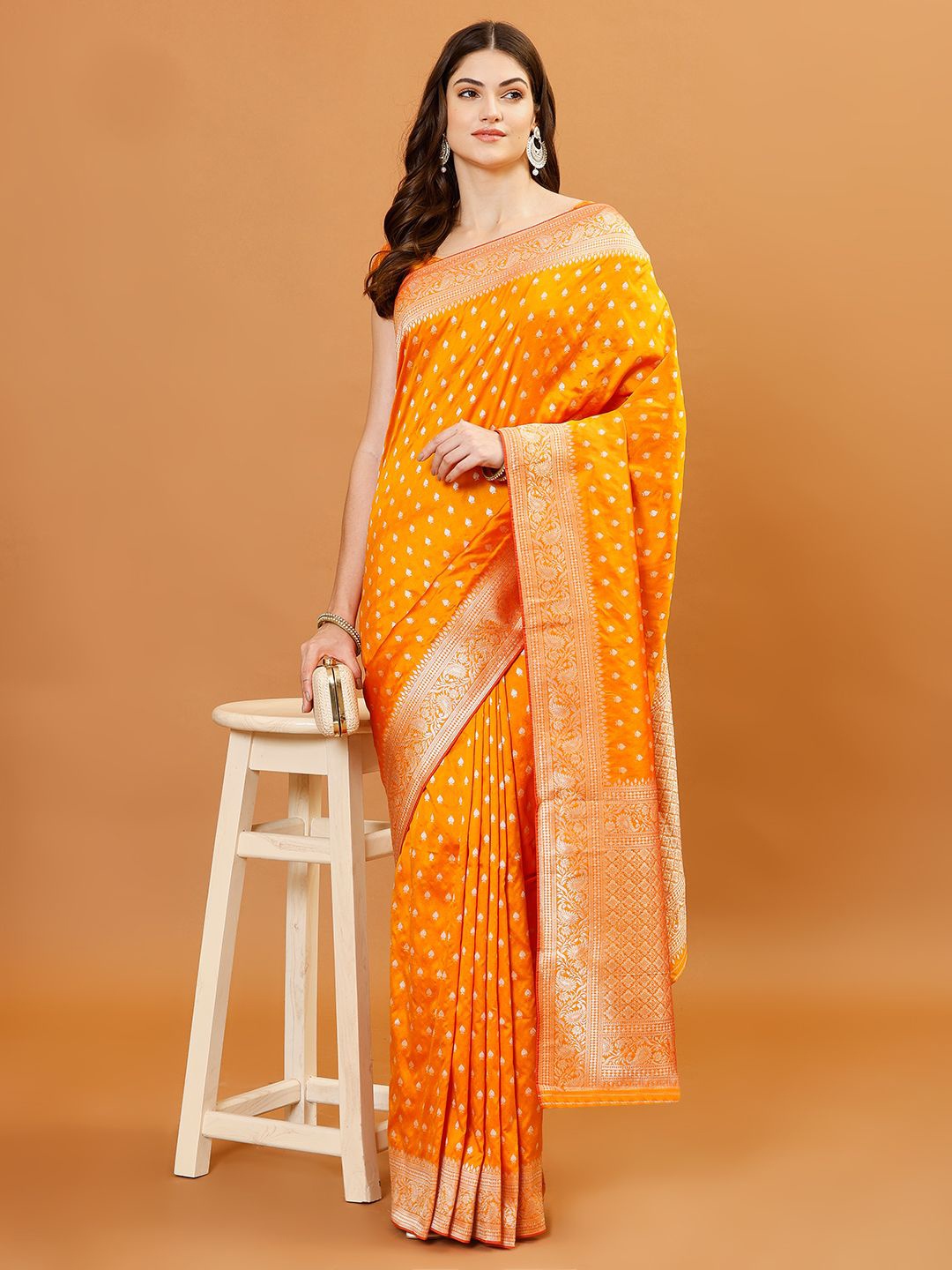 

Meena Bazaar Women Woven Design Banarasi Saree, Yellow