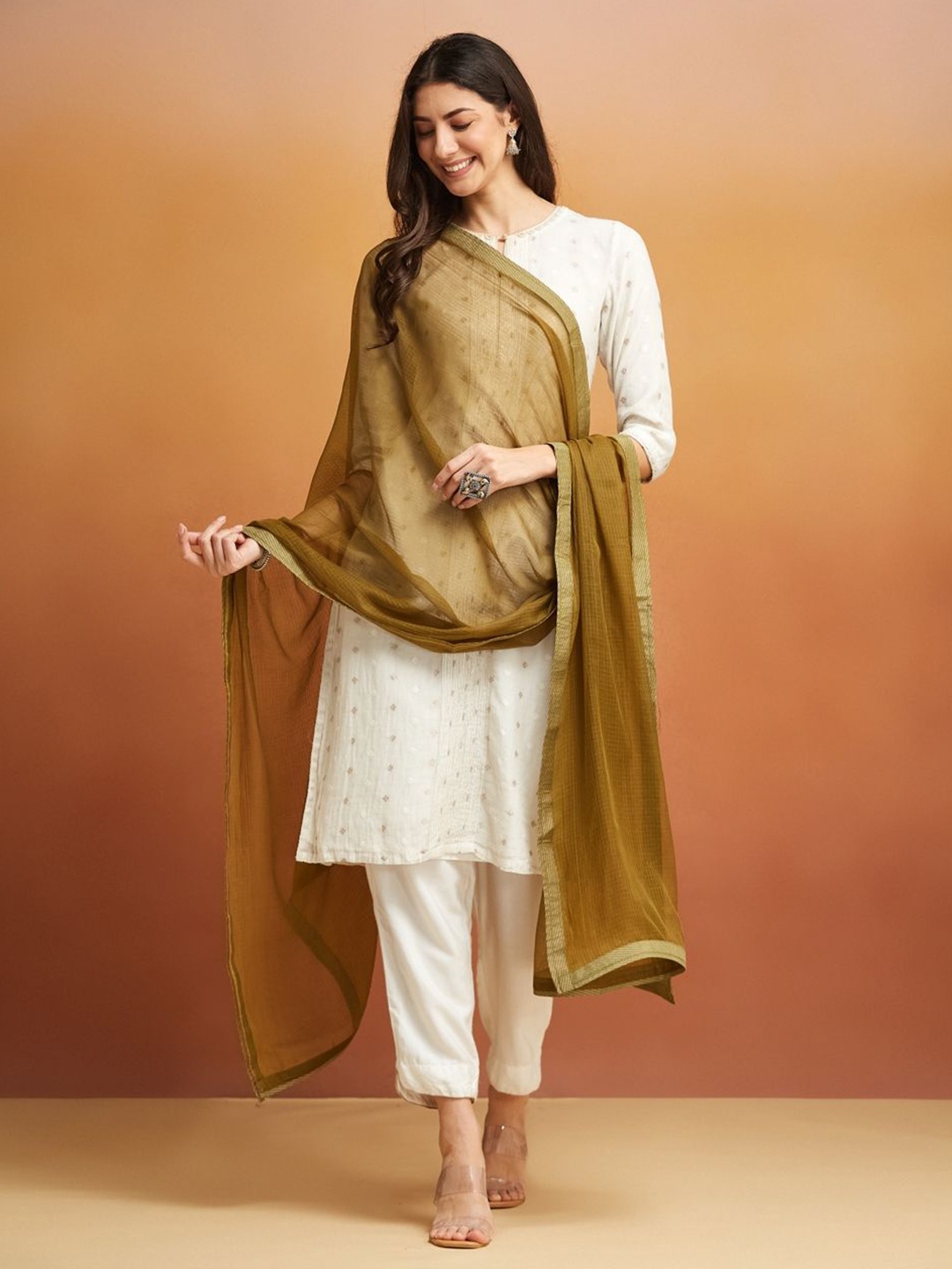 

Fabindia Cotton Silk Dupatta, Olive