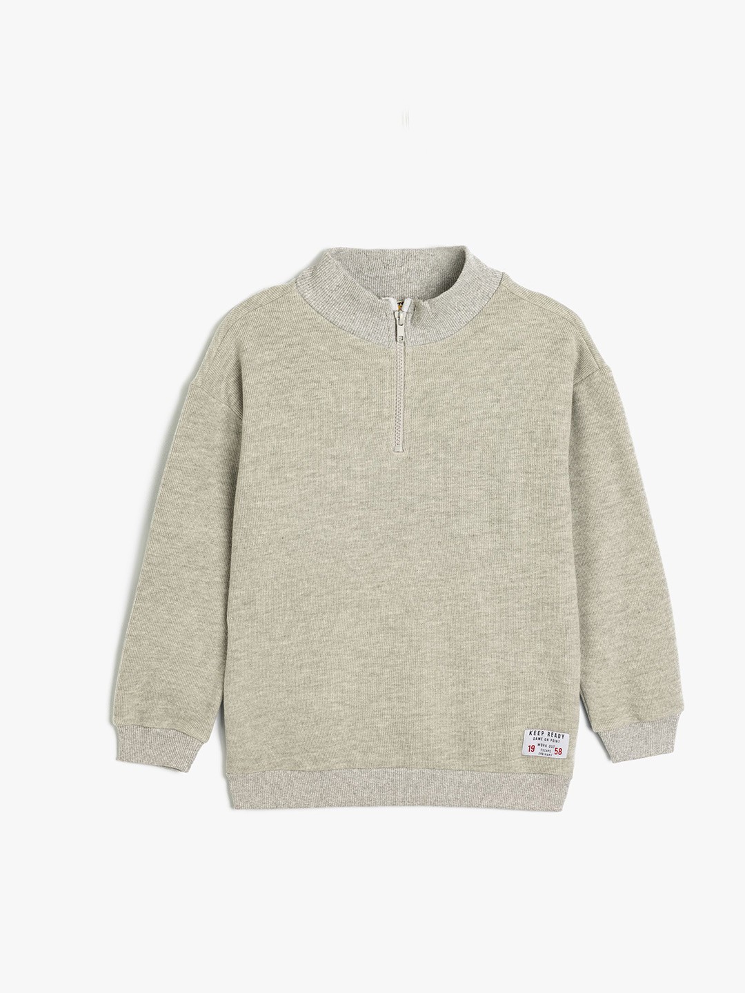 

Koton Boys Solid Mock Collar Cotton Pullover Sweatshirt, Grey