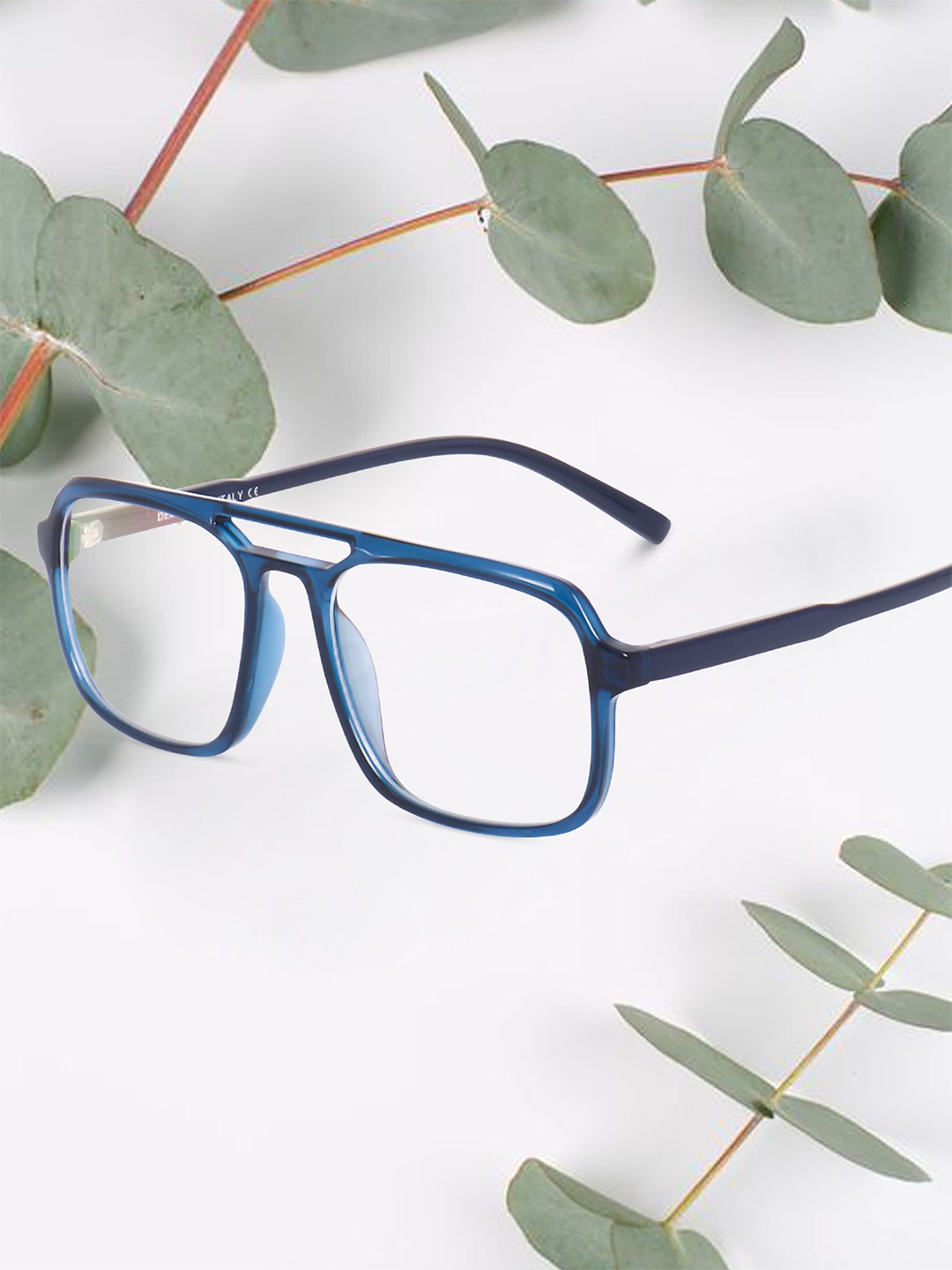 

Peter Jones Eyewear Unisex Full Rim Square Frames With Anti Glare Lenses, Blue