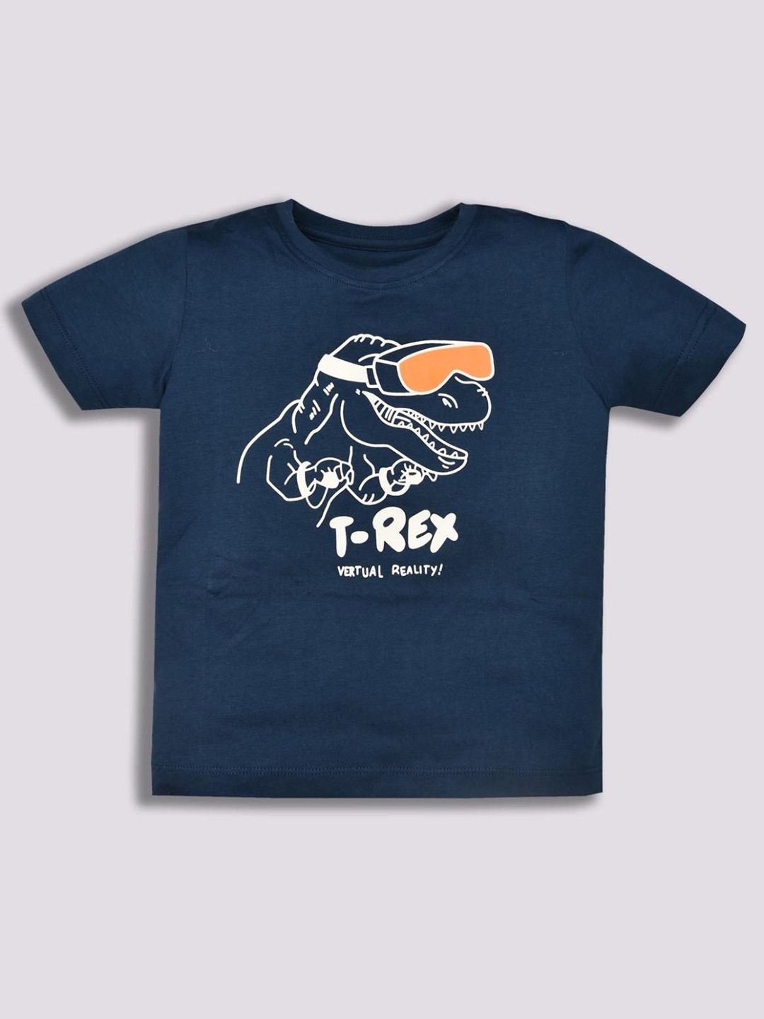 

YK Boys Typography Printed Round Neck Cotton T-shirt, Navy blue