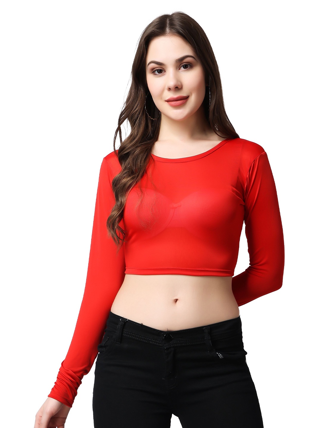 

SCORPIUS Women Solid Round Neck Top, Red