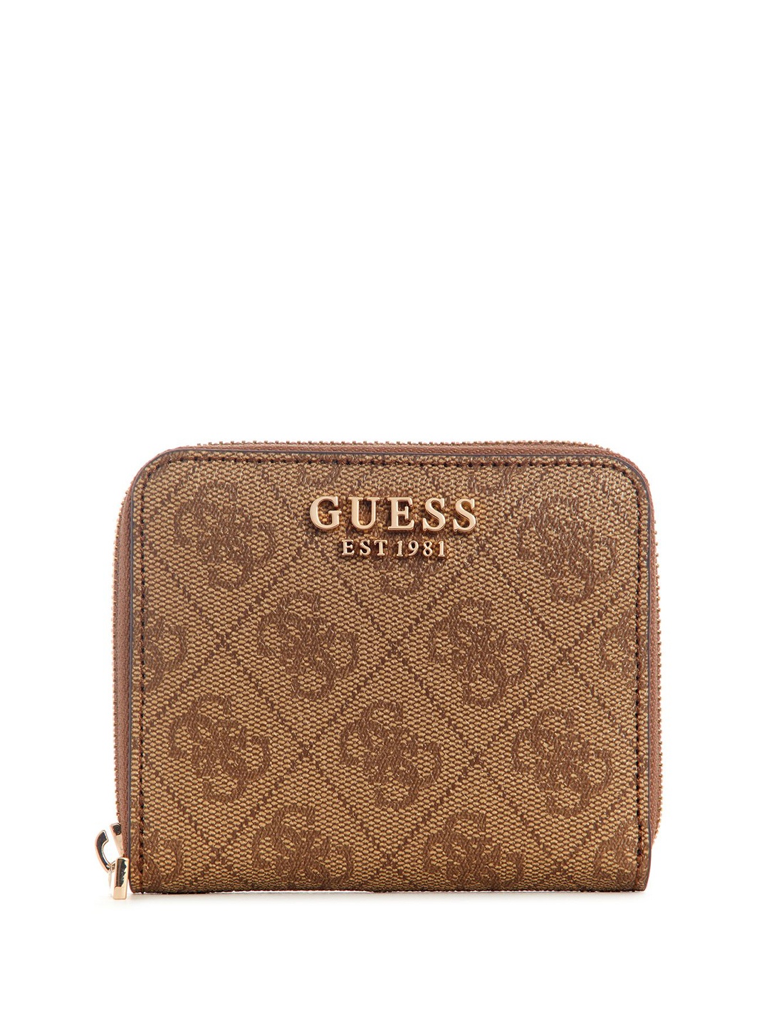 

GUESS Women Typography Printed Zip Around Wallet, Brown