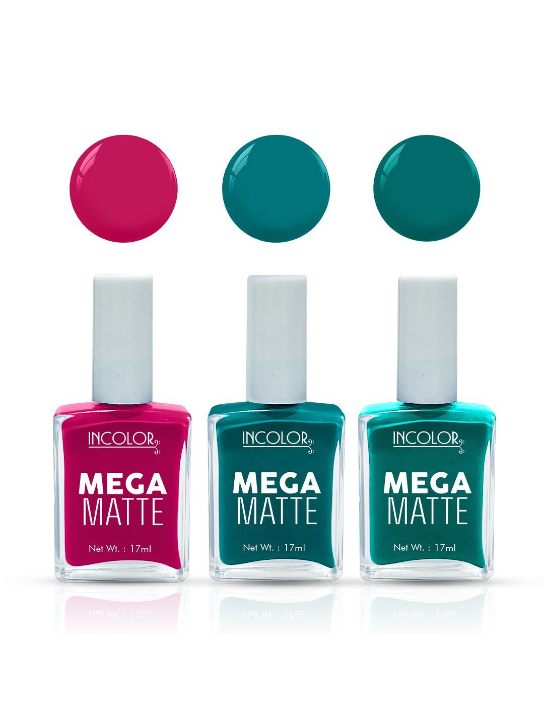 

INCOLOR Set Of 3 Mega Matte Nail Paint - 17 ml Each - 14 - 17 - 09, Multi