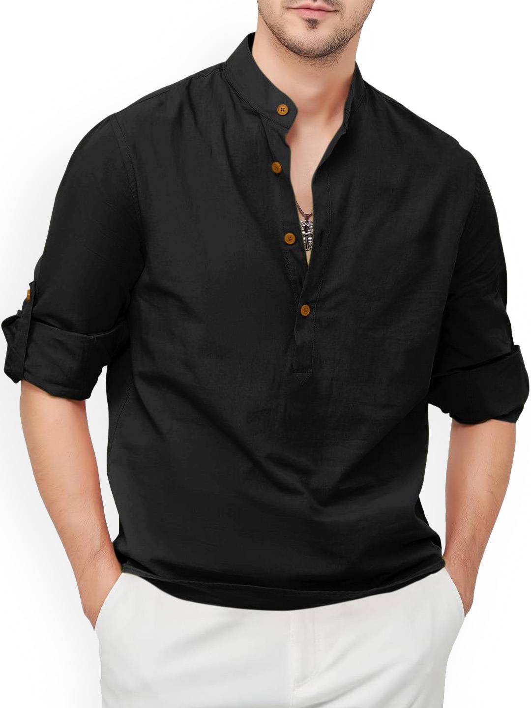 

Zombom Men Kurta, Black