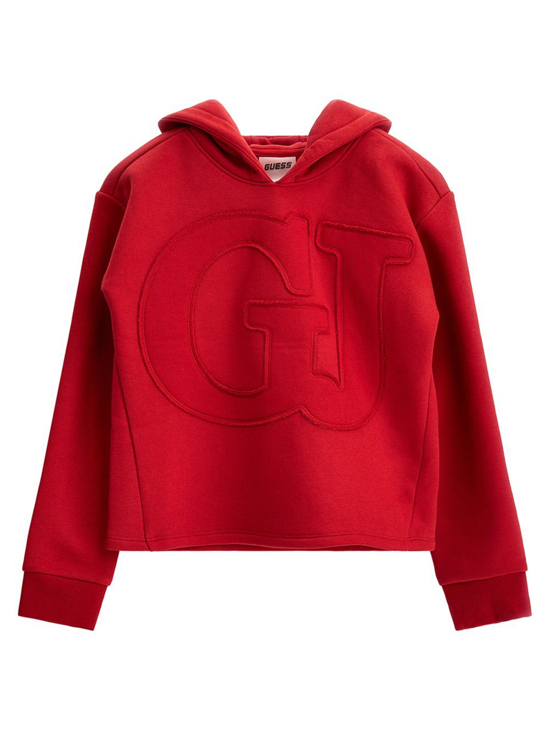 

GUESS kids Girls Typography Printed Hood Cotton Pullover Sweatshirt, Red