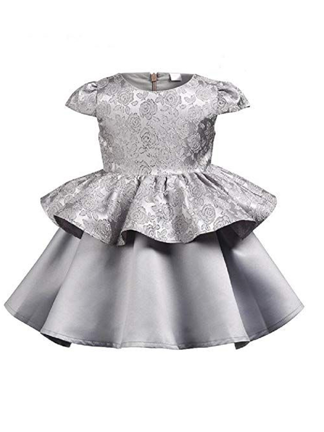 

Wish little Girls Round Neck Cape Sleeve A-Line Dress, Grey