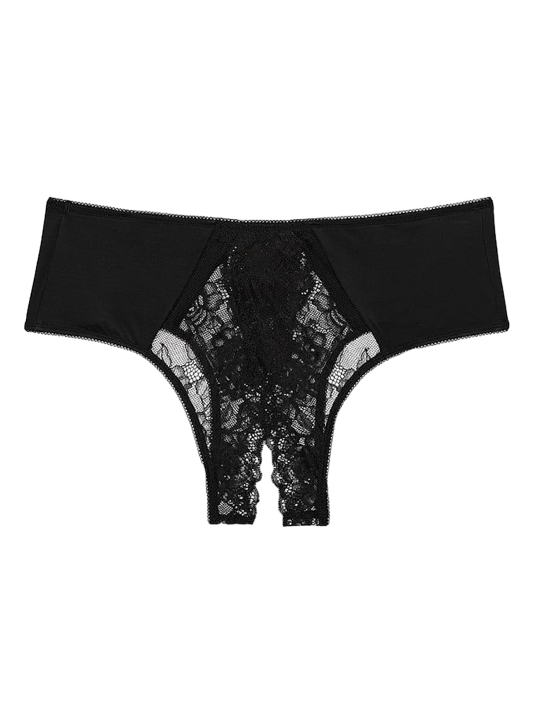 

Victoria's Secret Women Rose Lace Crotchless Self Design Lace Bikini Briefs1125340154A2, Black