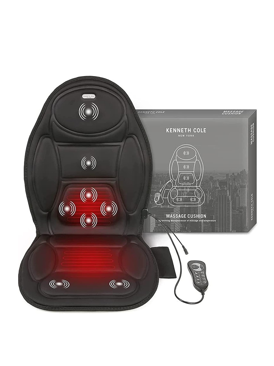 

Kenneth Cole Seat Massager With Heat Full Body Massage Chair Pad, Black