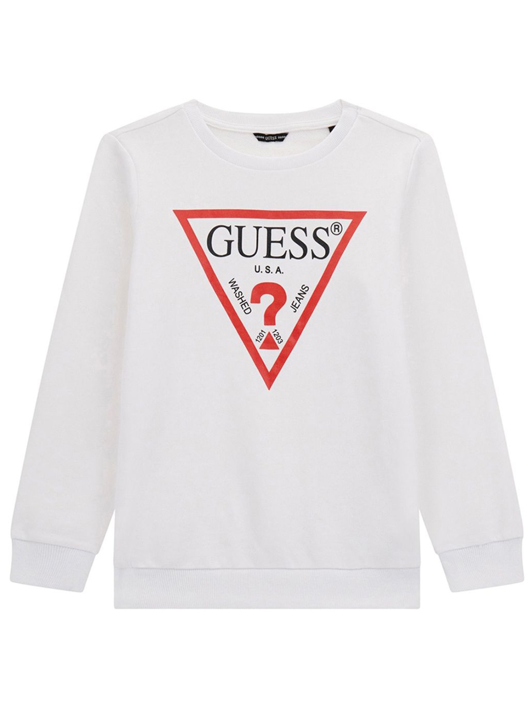 

GUESS kids Boys Graphic Printed Round Neck Cotton Pullover Sweatshirt, White
