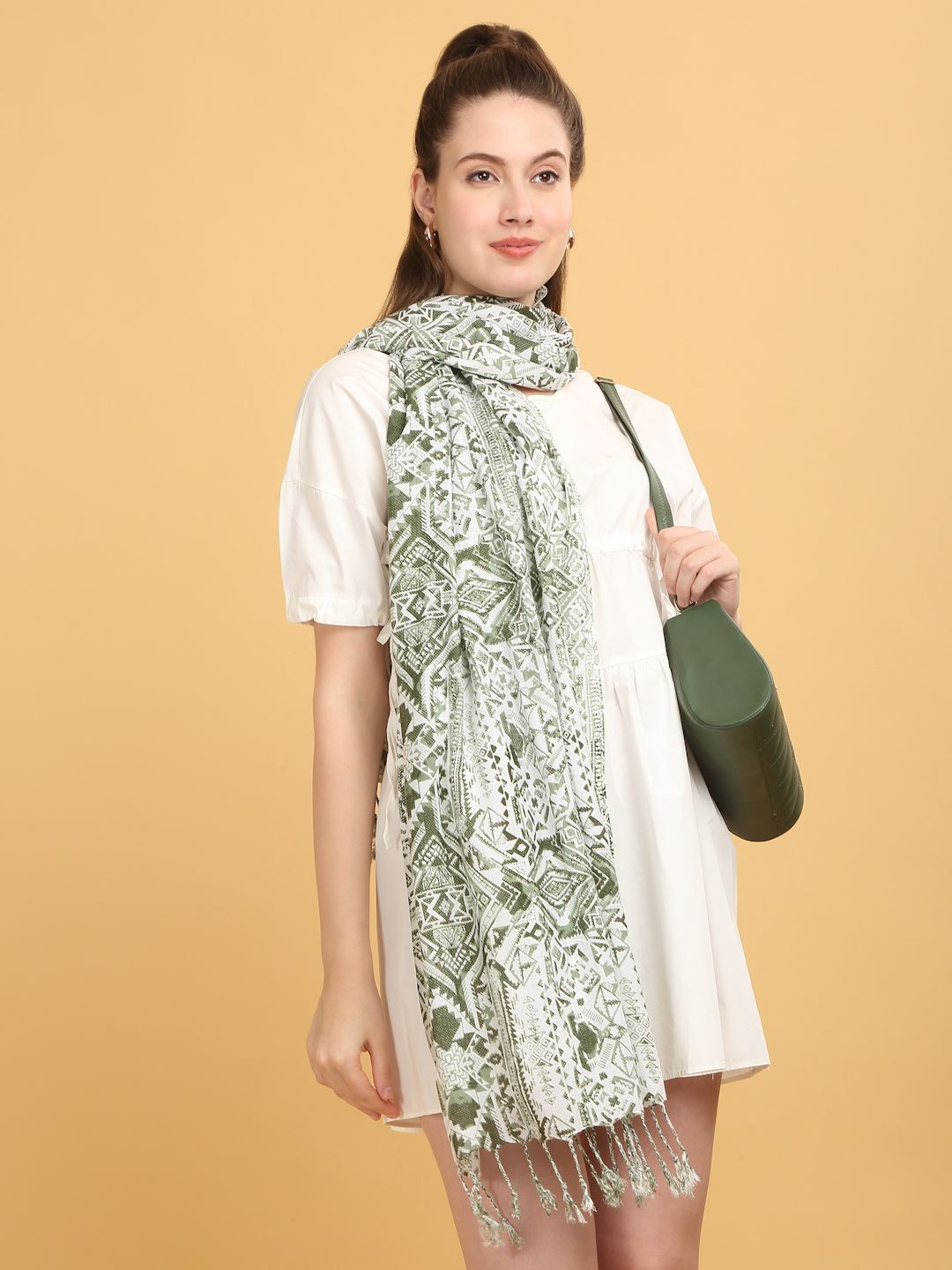 

J Style Women Printed Stole, White