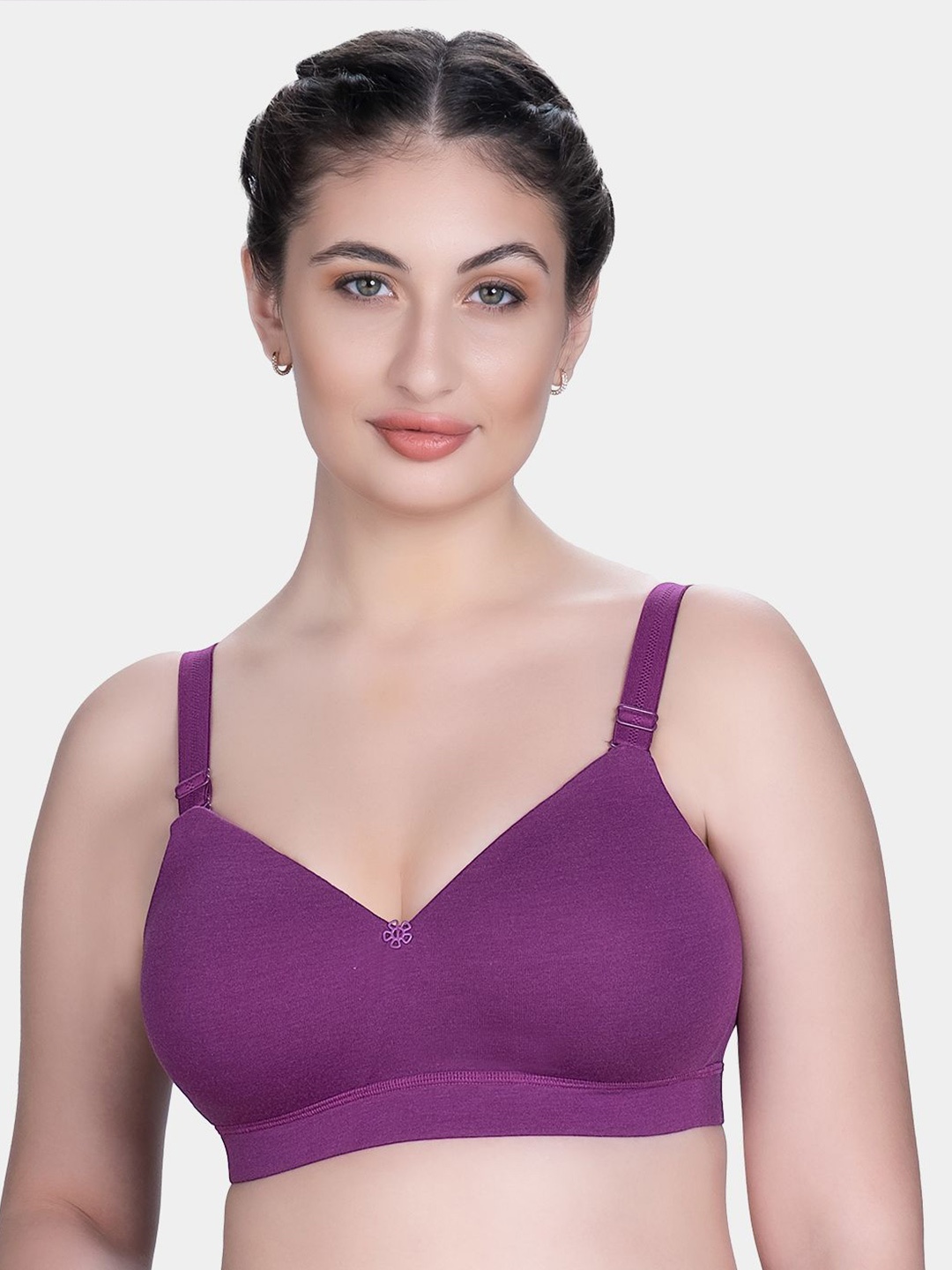 

Trylo Bestie Women Combed Cotton Fabric Soft Padded Seamless Full Coverage Bra, Purple