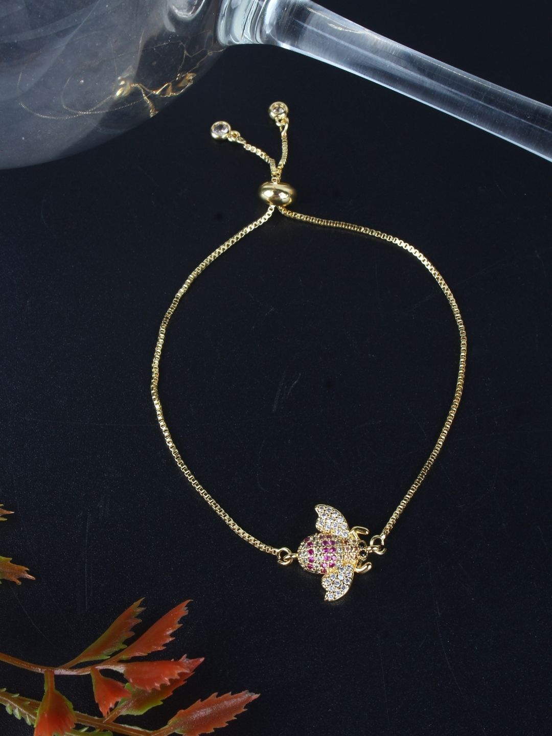 

KPOP Gold Plated Cubic Zirconia Charm Bracelet