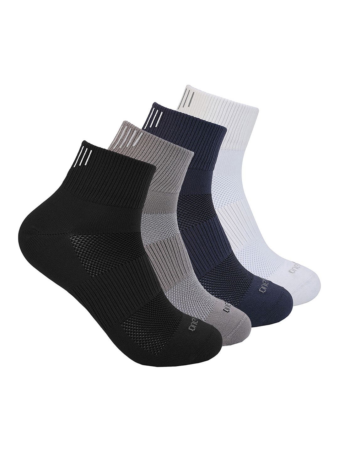 

One8 Men Pack Of 4 Ankle-Length Socks, Black