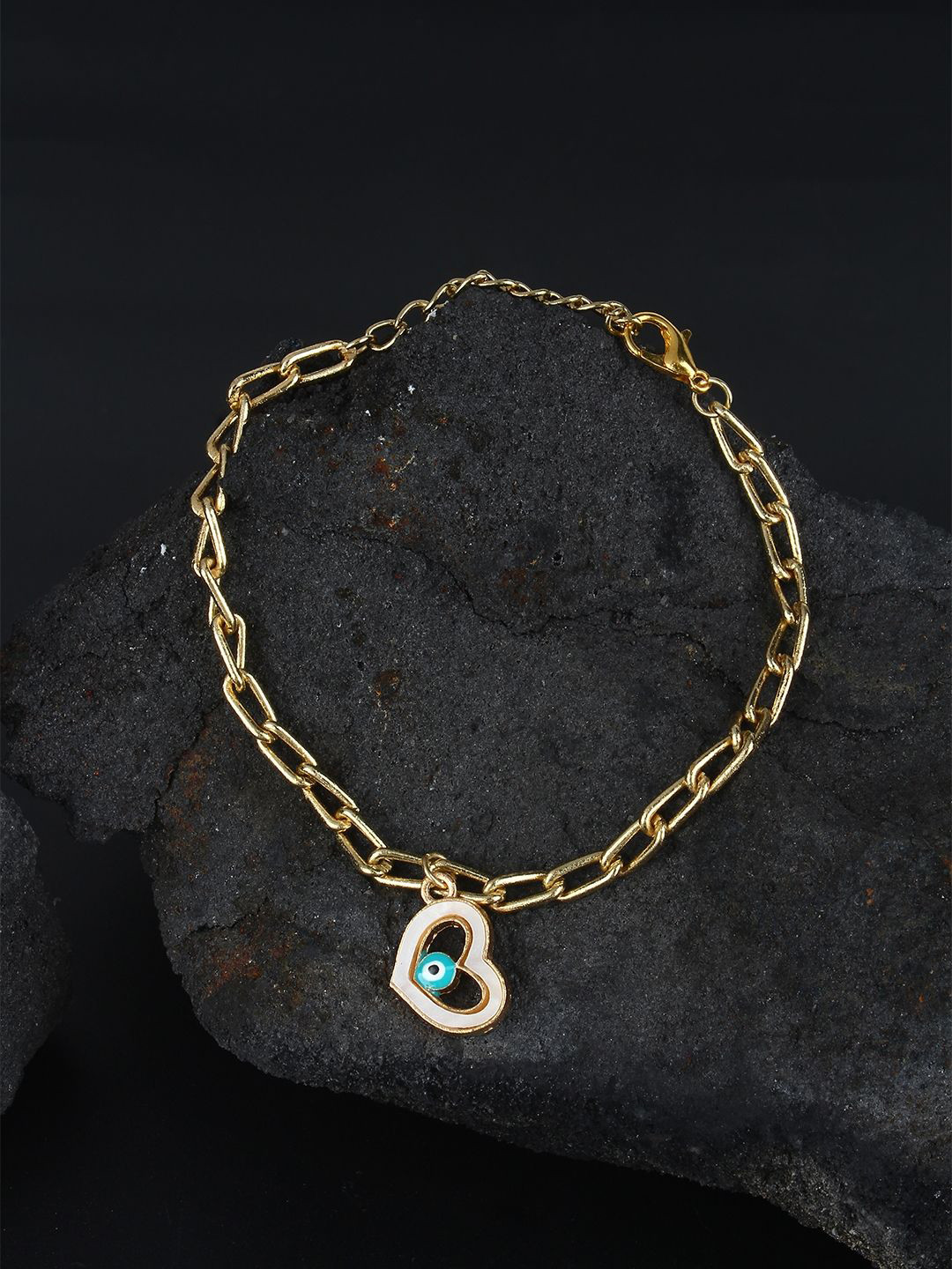 

KPOP Gold Plated Enamelled Evil Eye Charm Bracelet
