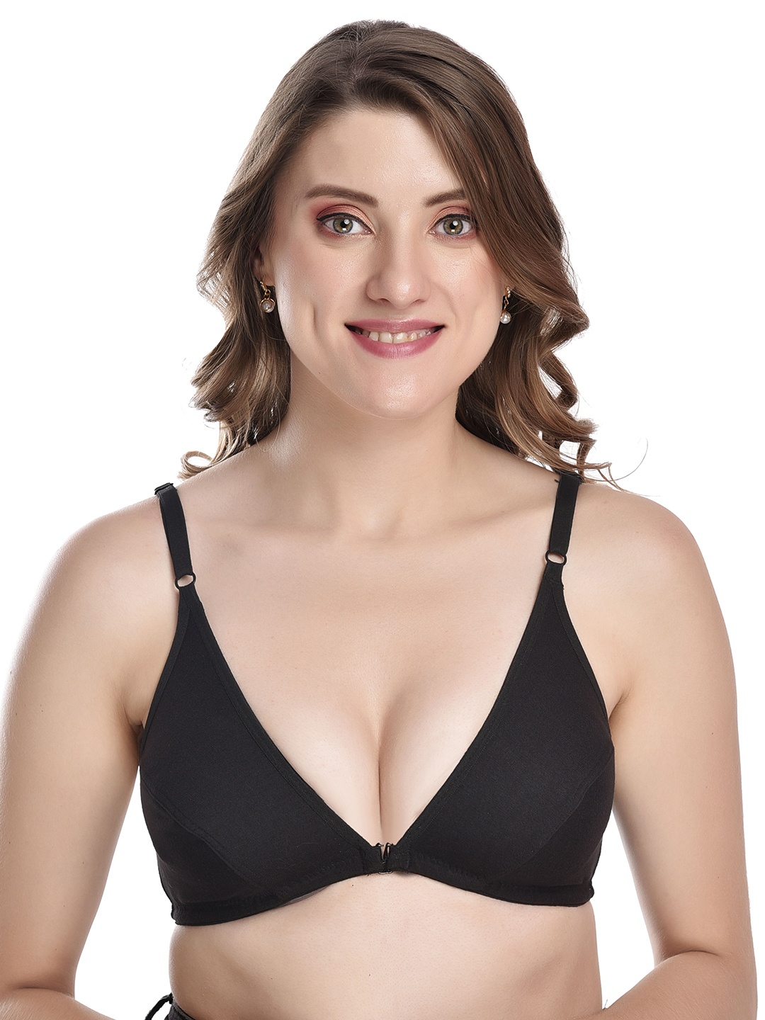 

new blue eyes Women Full Coverage Open Non-Padded and Non-Wired Bra, Black