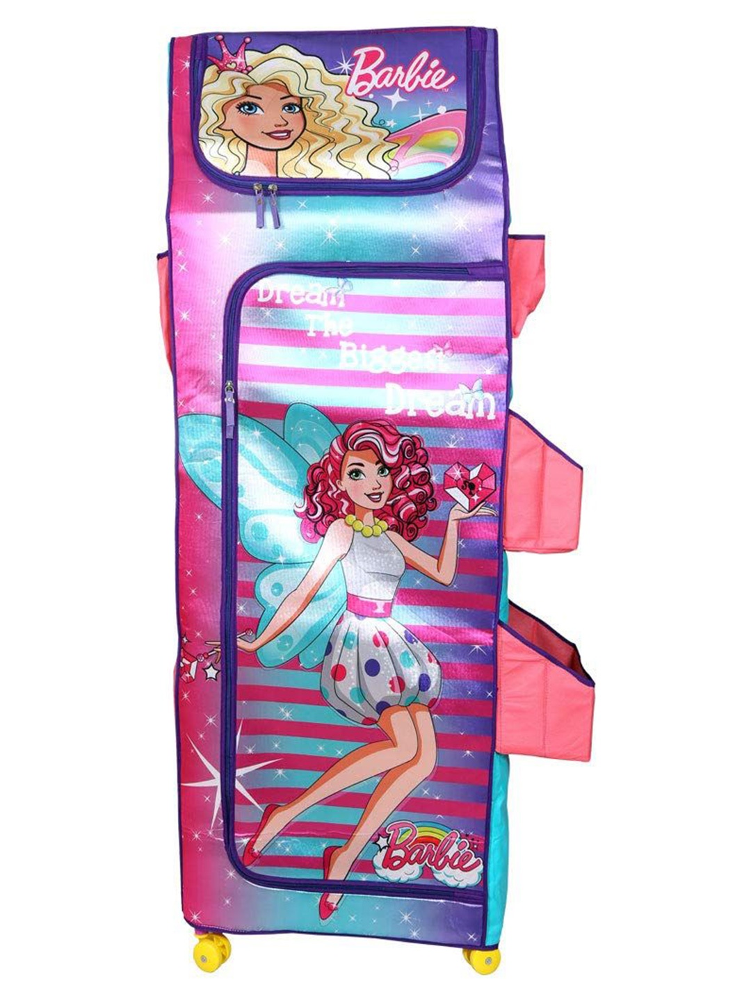 

prettykrafts Pink & Blue Barbie Printed 5 Tier Foldable Closet