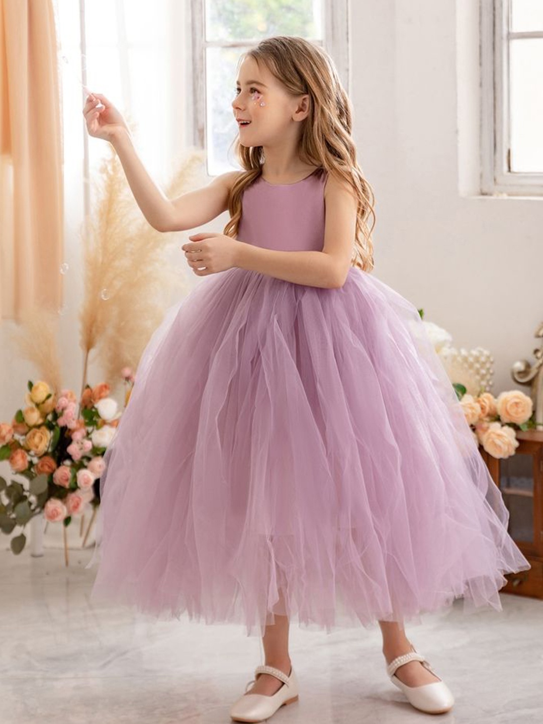 

LULU & SKY Girls Solid Maxi Dress, Purple