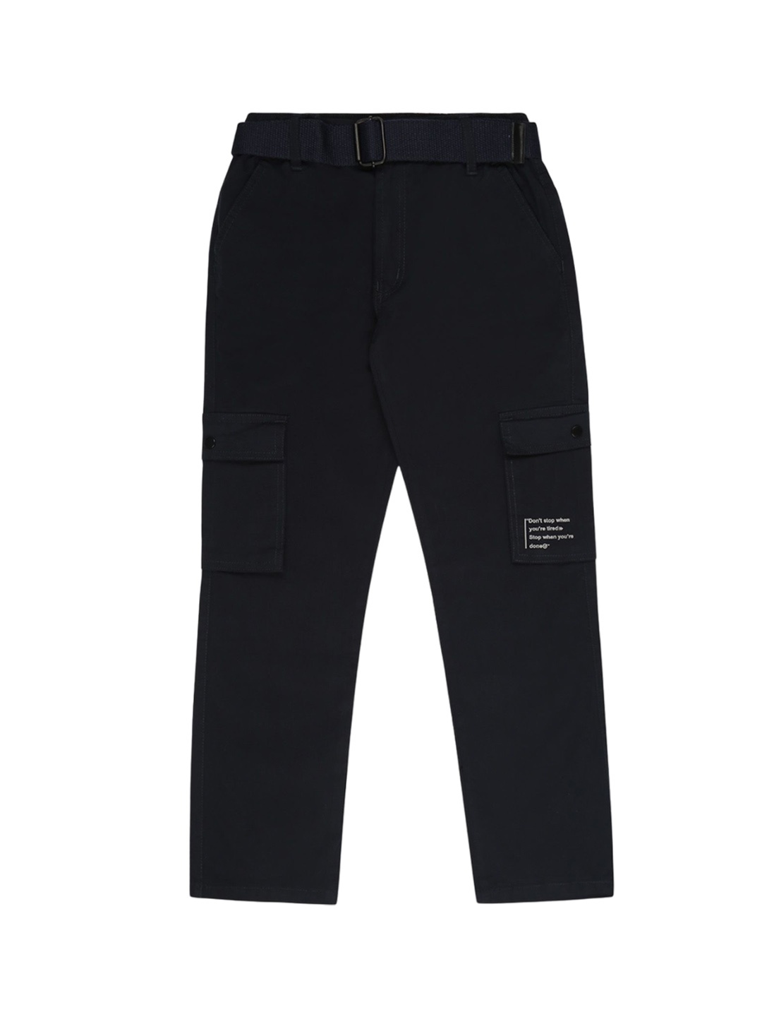 

CAVIO Boys Solid Pure Cotton Comfort Cargos Trousers, Navy blue