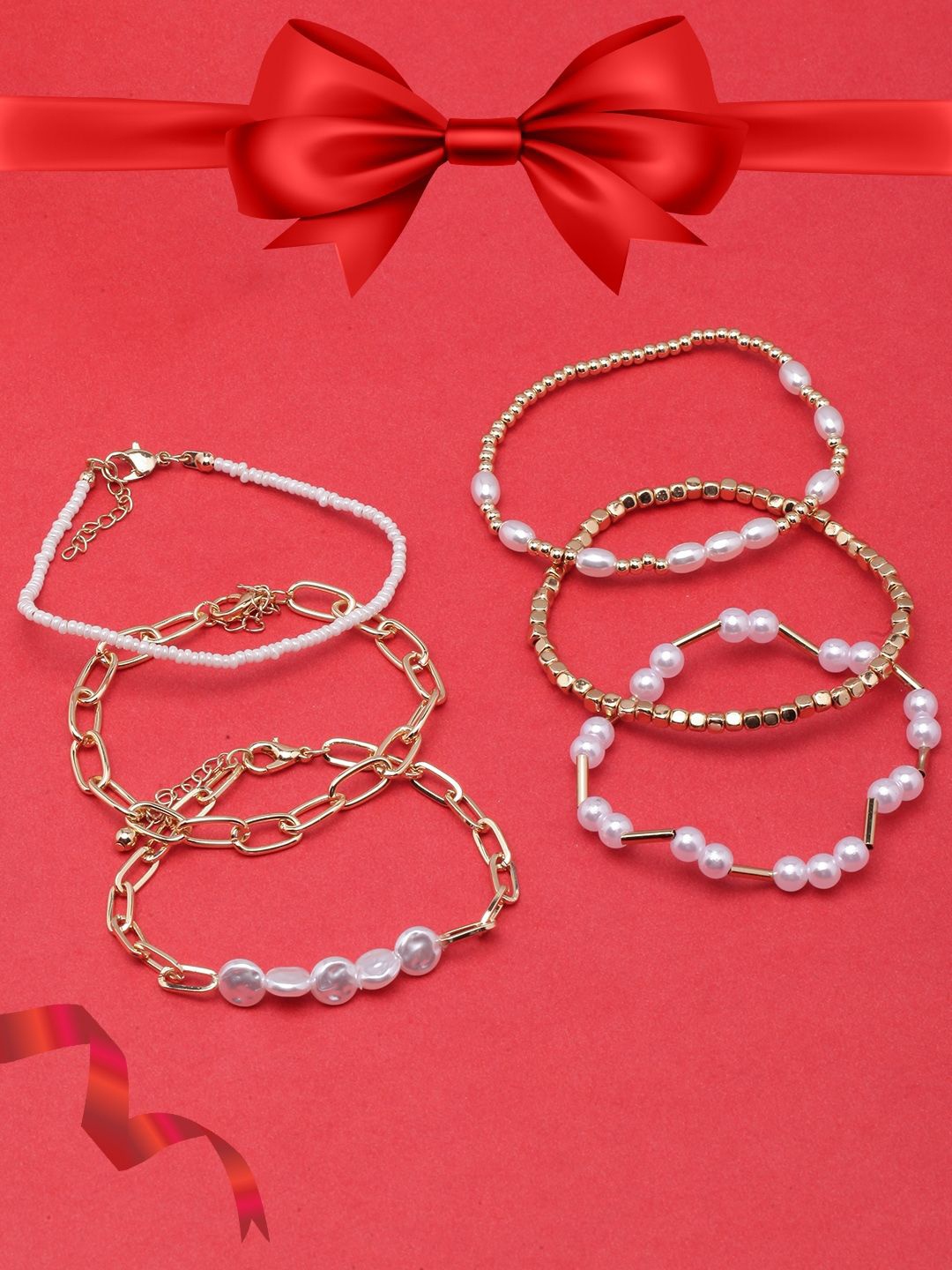 

KPOP Set Of 6 Gold-Plated Beaded Bracelets