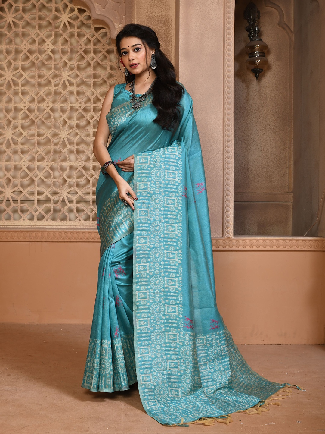 

Kandora Woven Design Pure Silk Saree, Blue