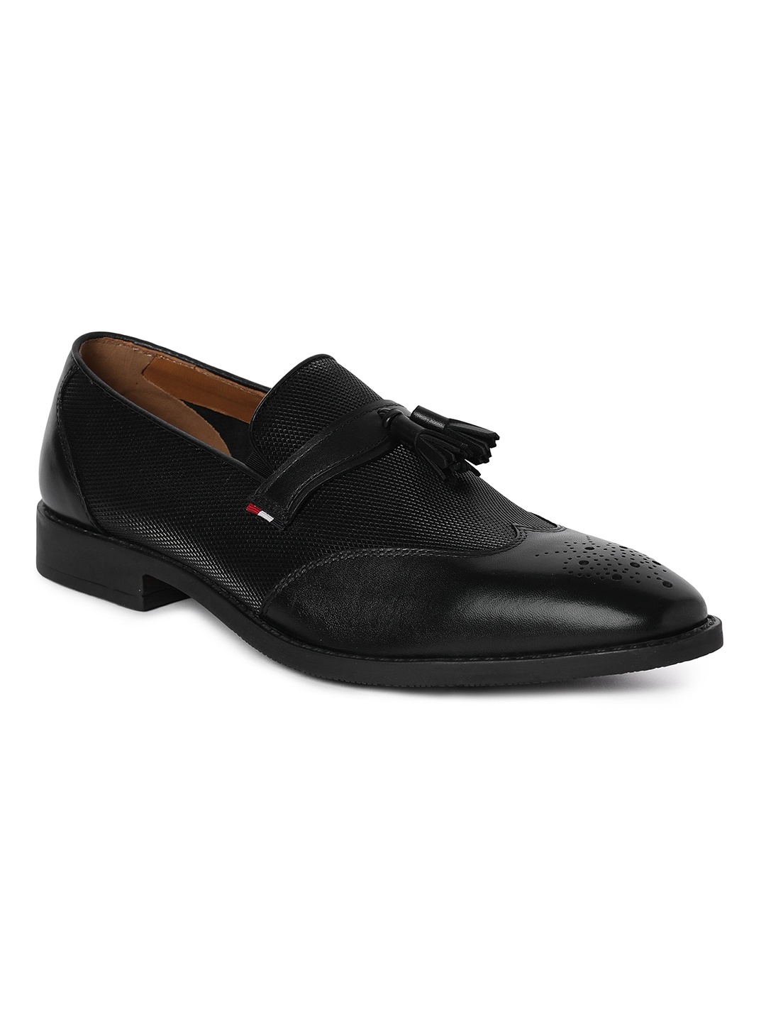 

GABICCI Men Textured Leather Formal Slip-On Shoes, Black