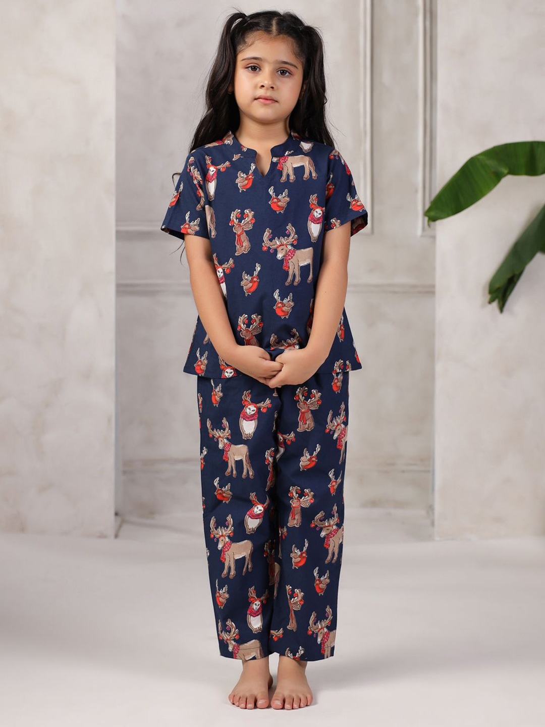 

SANSKRUTIHOMES Girls Printed Night suit, Blue