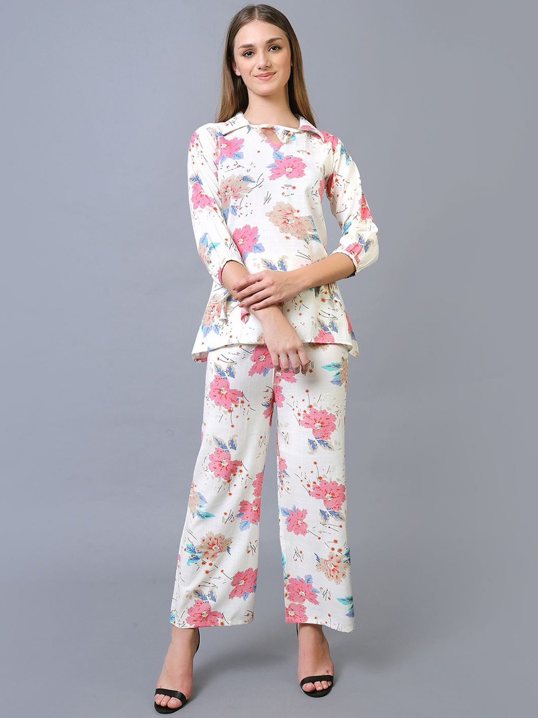 

Xivir Printed Top With Trousers Co-Ords, Pink