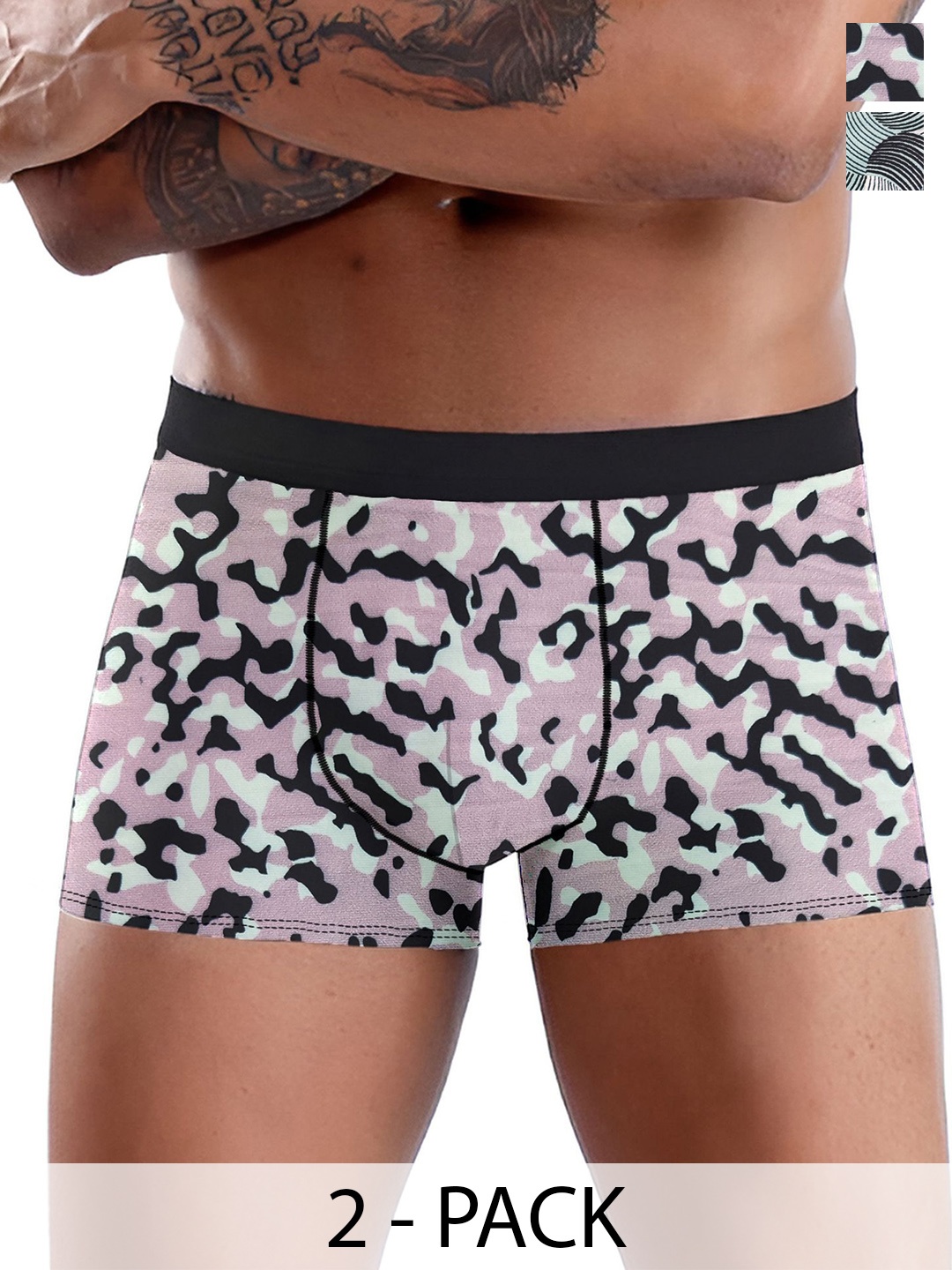 

DISPENSER Men Pack Of 2 Printed Breathability TrunkV13-C13-C15-M, Black