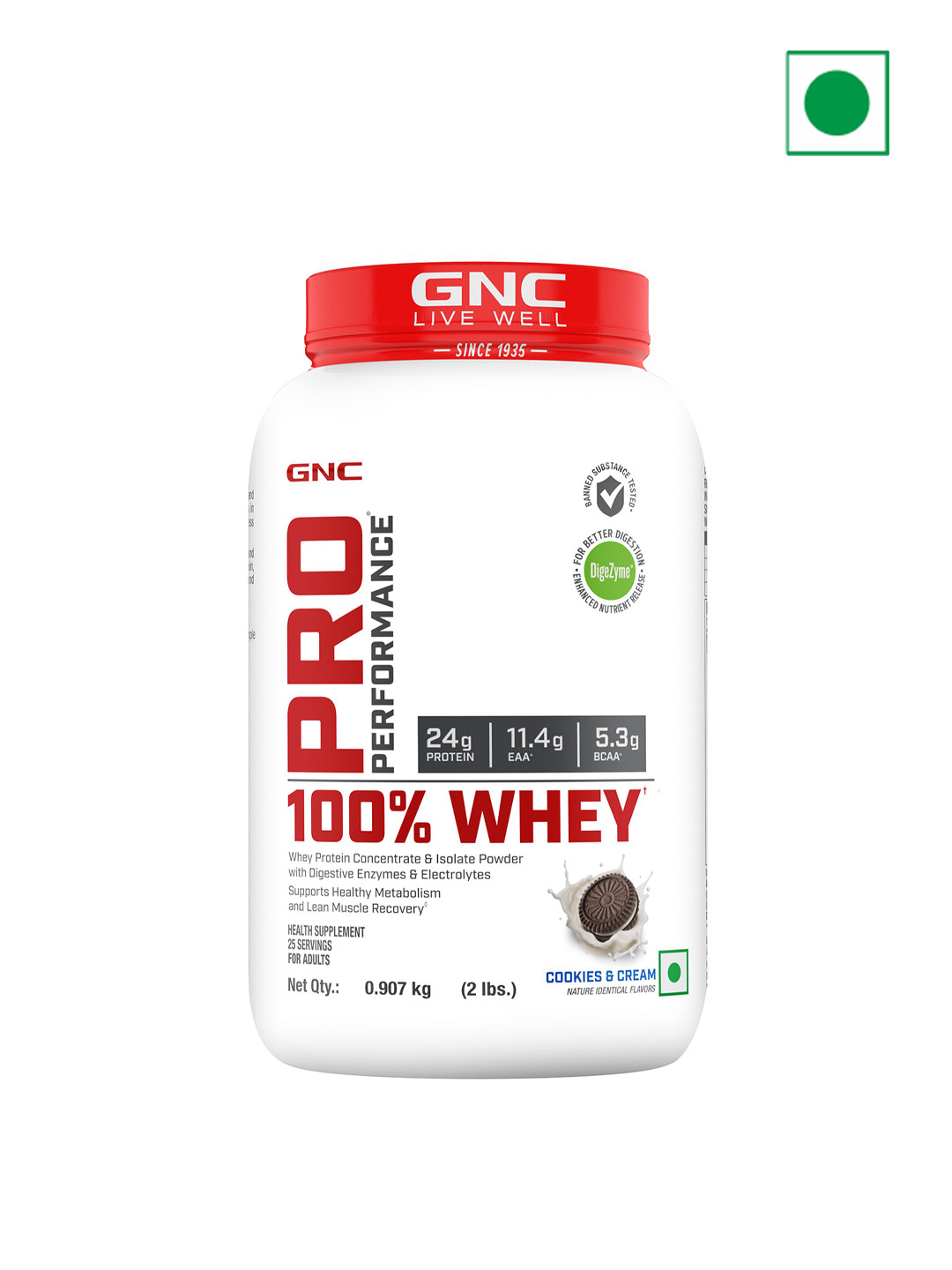 

GNC Pro Performance 100% Whey Protein Powder - 907 g- Cookie & Cream, White