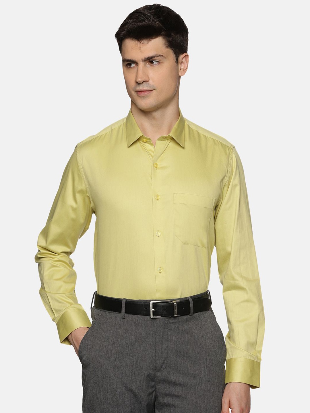 

THE FORMAL CLUB Men Premium Spread Collar Solid Cotton Formal Shirt, Green