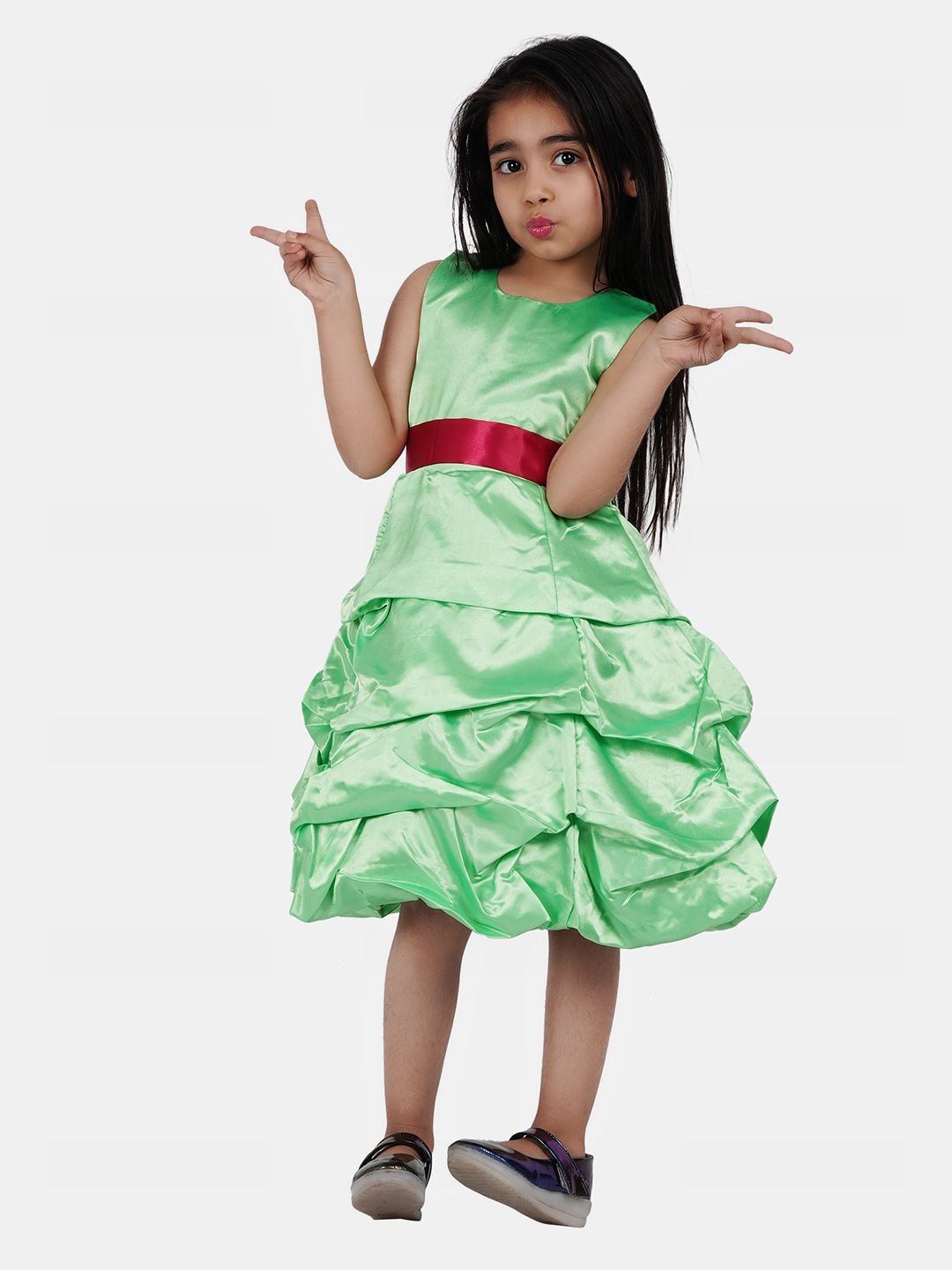 

Wish little Girls Satin A-Line Dress, Green