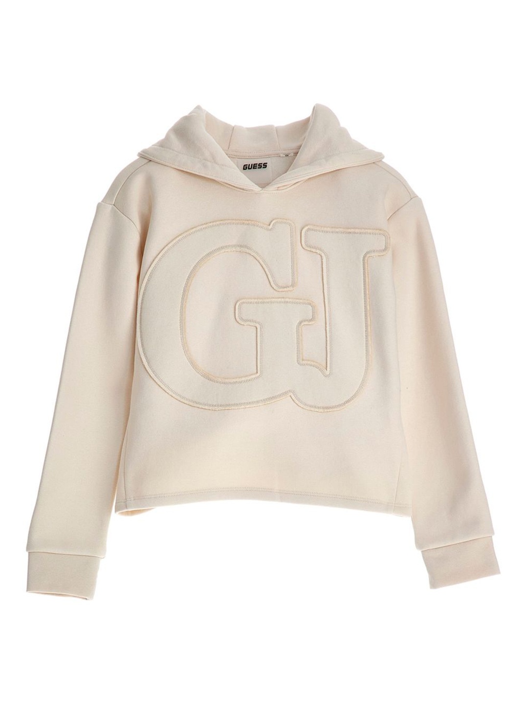 

GUESS kids Girls Typography Printed Hood Cotton Pullover Sweatshirt, White