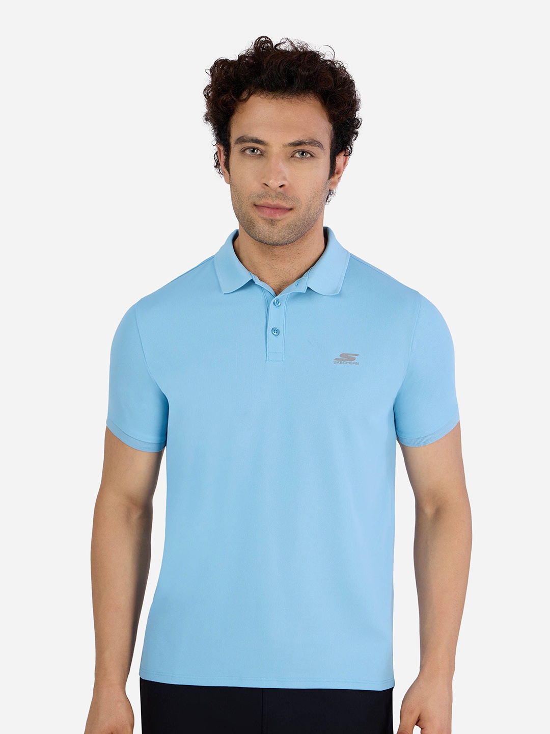 

Skechers Men Solid Polo Collar T-shirt, Turquoise blue