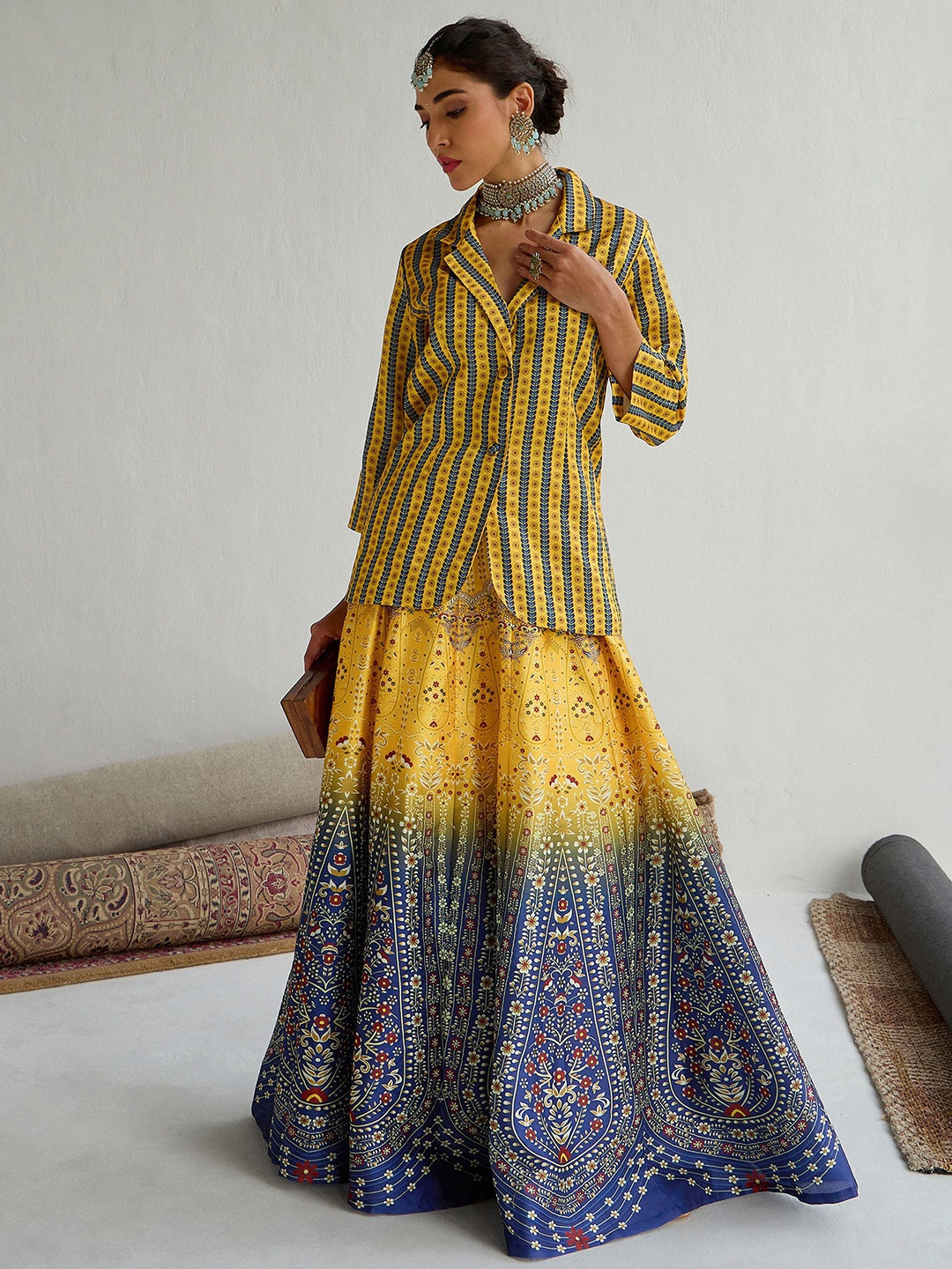 

Shae by SASSAFRAS Printed Ready to Wear Lehenga &, Yellow