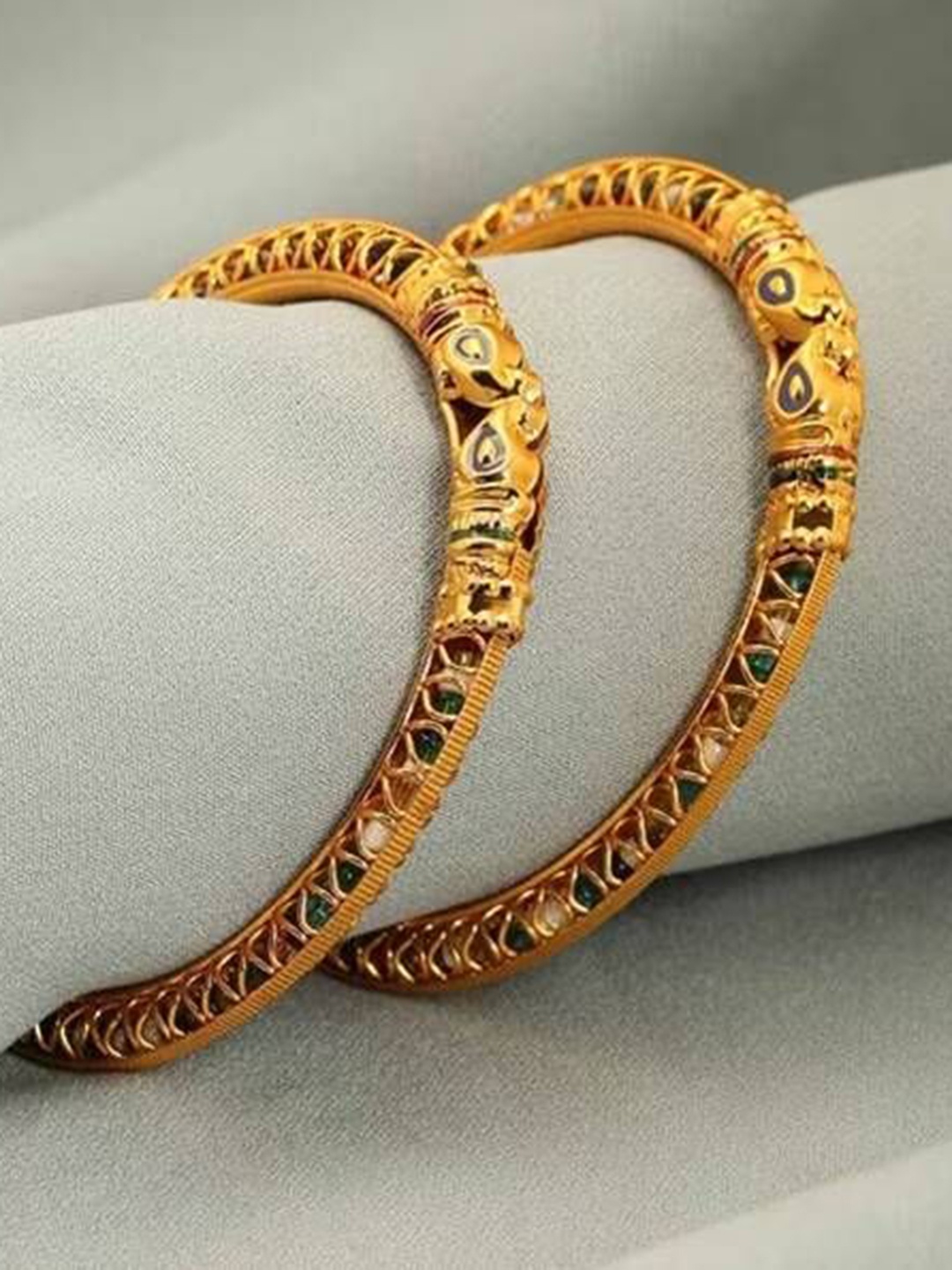 

The Pari Set Of 2 Gold-Plated Stone Studded Bangles