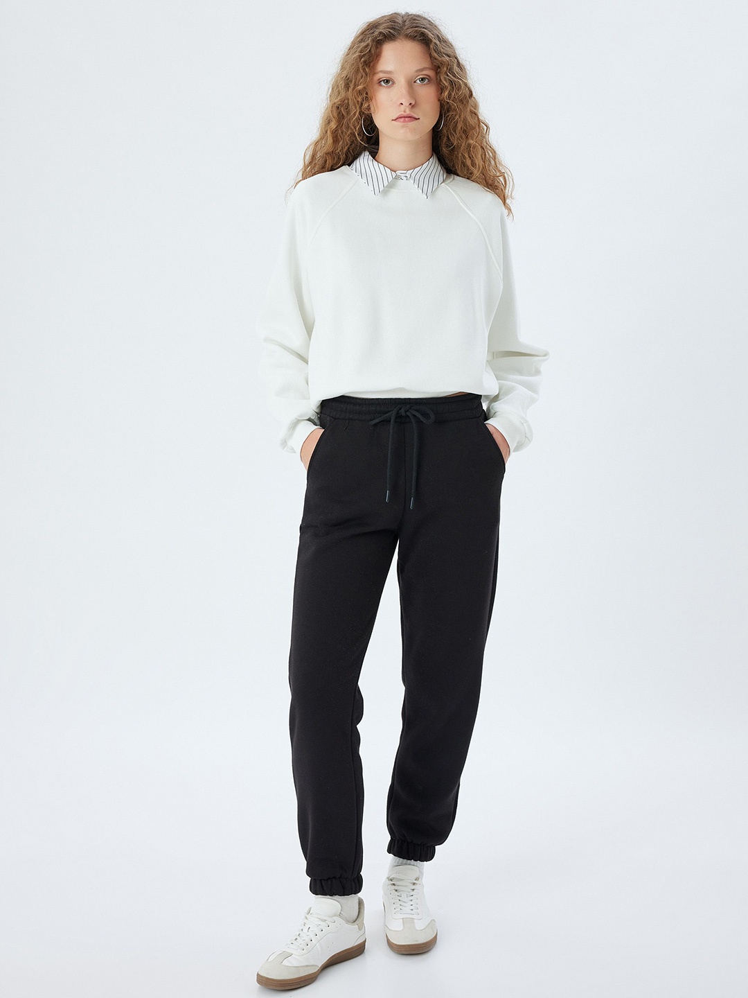 

Koton Women Solid Round Neck Cotton Pullover Sweatshirt, White