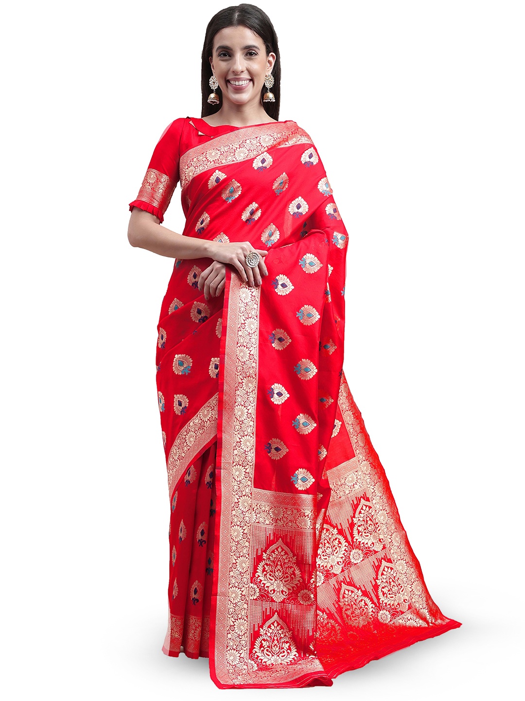 

Maroosh Woven Design Zari Saree, Red
