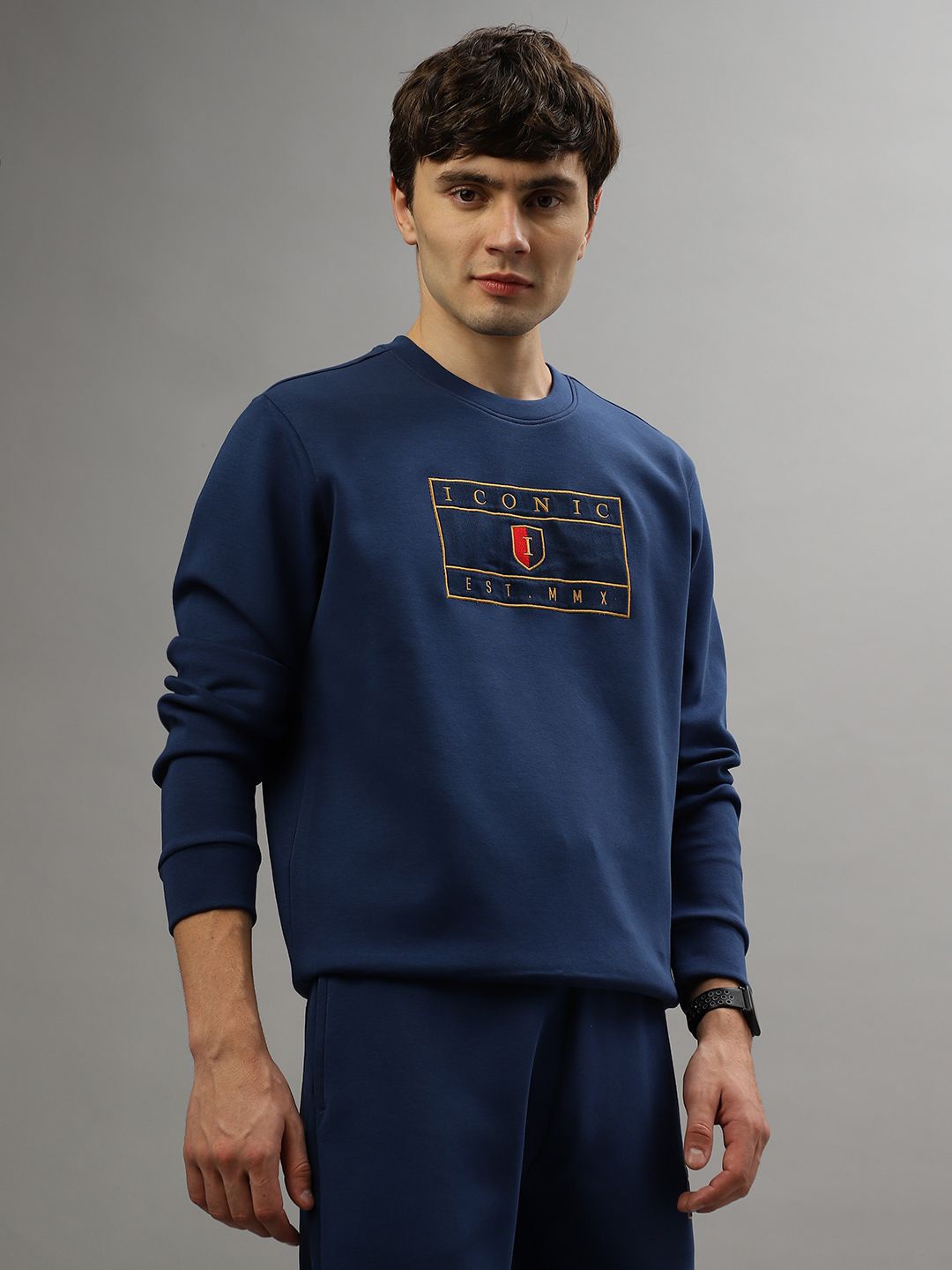 

Iconic Men Typography Printed Round Neck Pullover Sweatshirt, Black