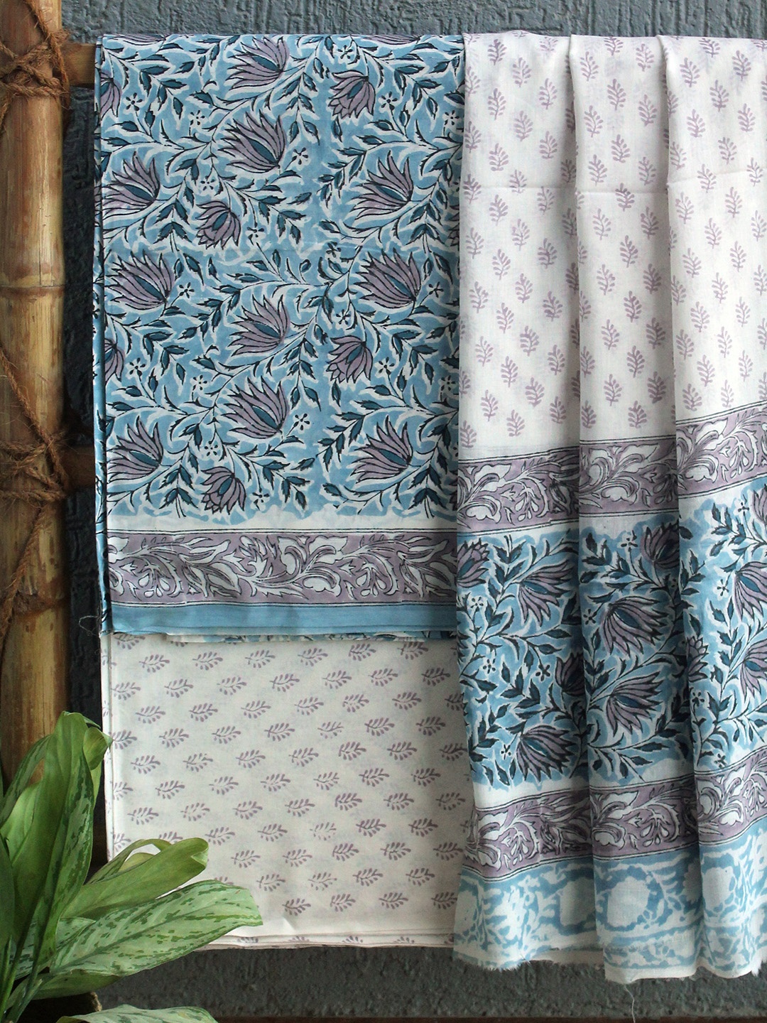 

Weaves of Tradition Printed Pure Cotton Unstitched Dress Material, Blue
