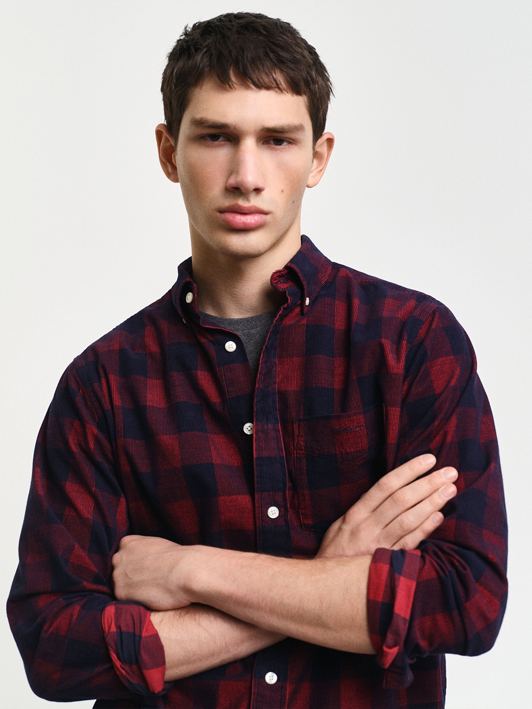 

GANT Men Button-Down Collar Buffalo Checked Cotton Casual Shirt, Red