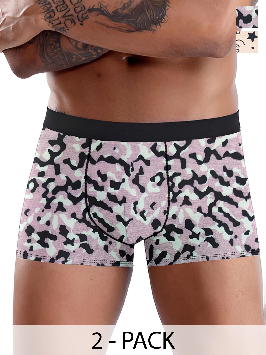 

DISPENSER Men Pack Of 2 Printed Trunk V10-C10-C15-M, Black