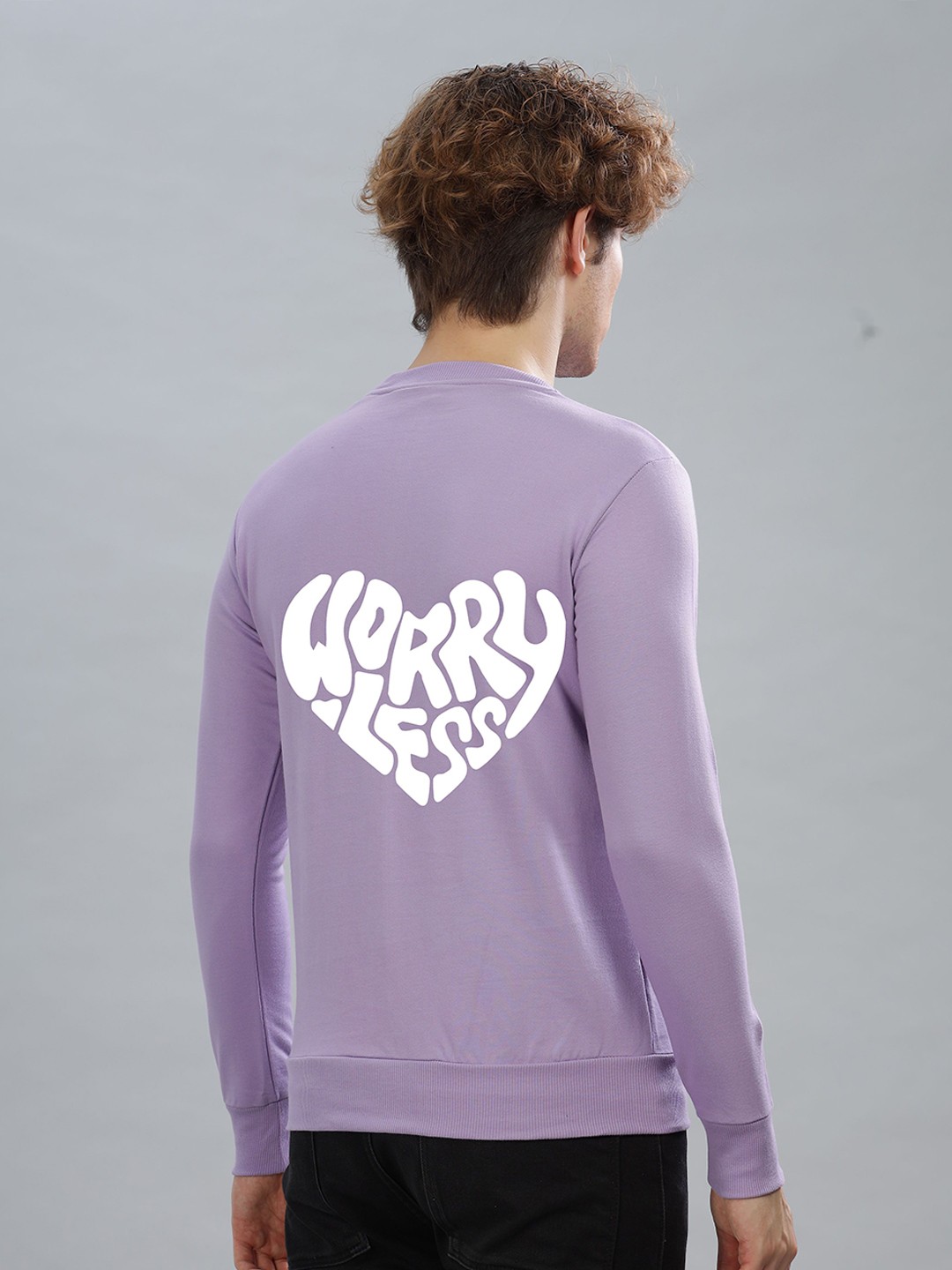 

FALTU.CO Men Typography Printed Round Neck Cotton Pullover Sweatshirt, Lavender