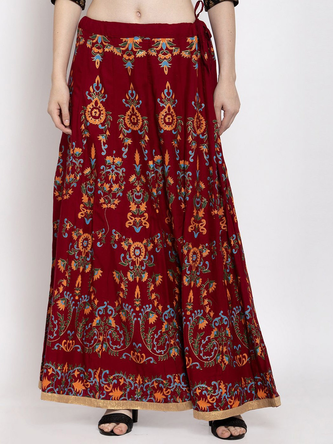 

Trend Level Printed Flared Maxi Skirt, Maroon