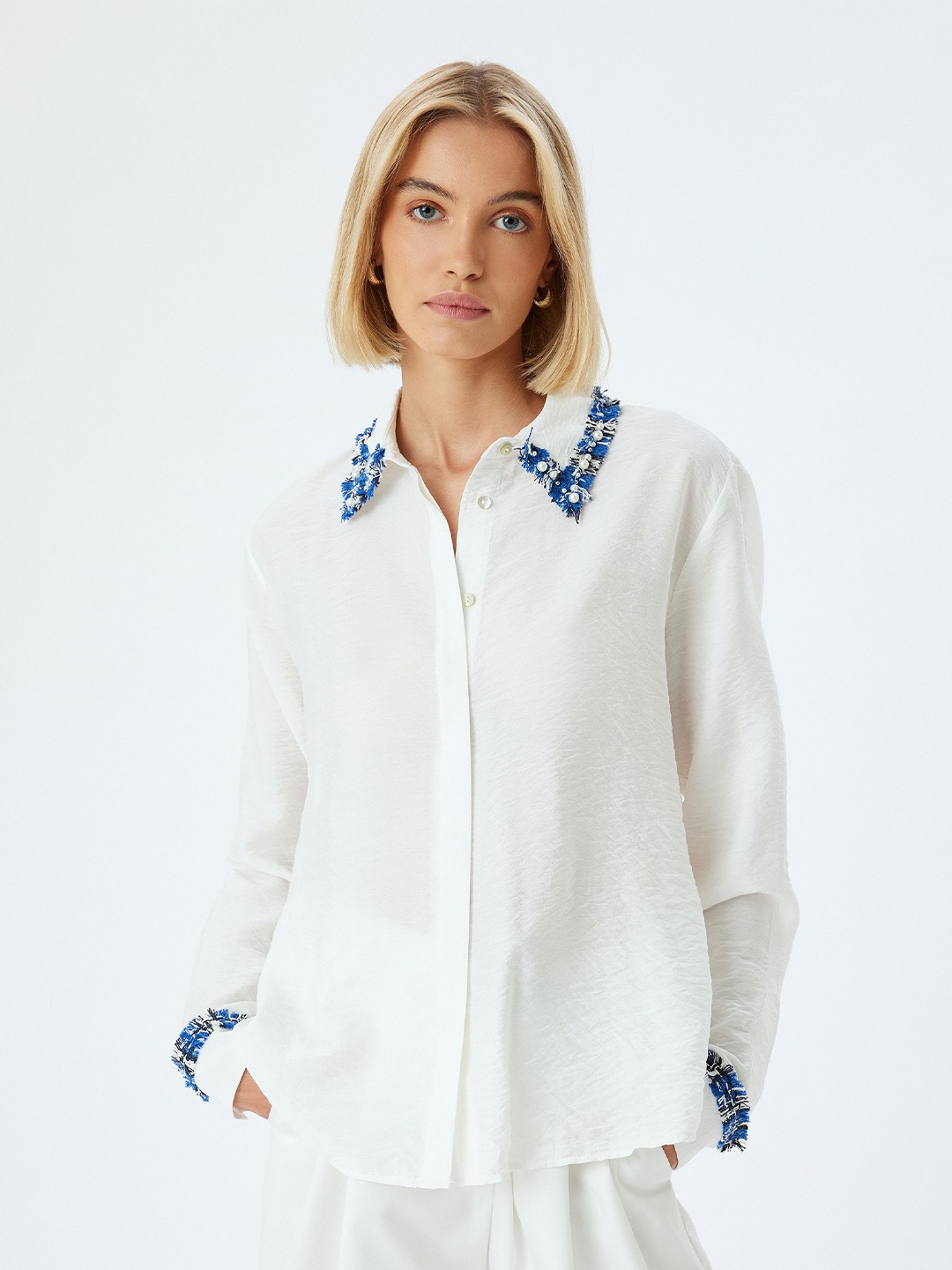 

Koton Women Spread Collar Solid Casual Shirt, Off white