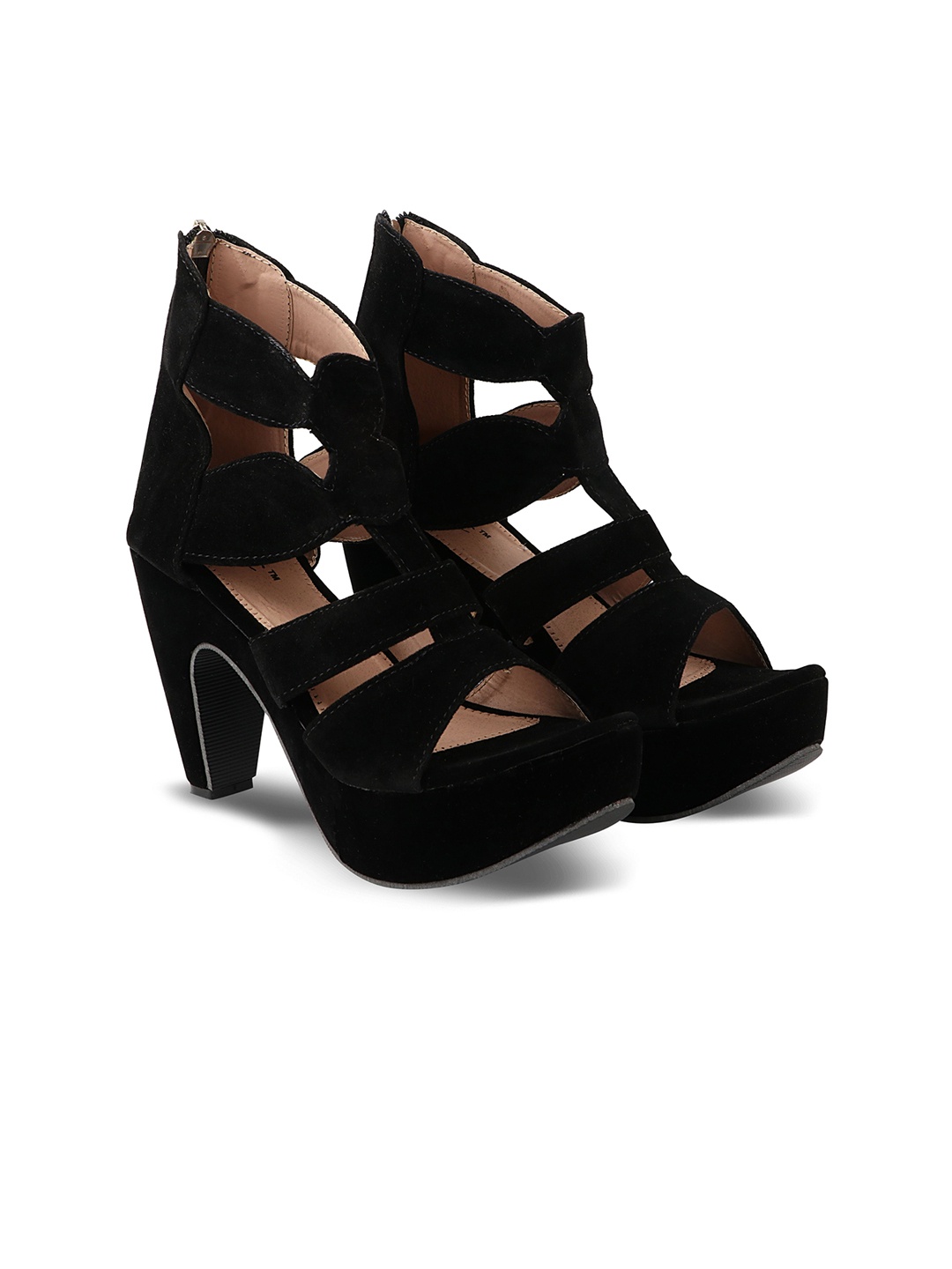 

MOSAC Women Synthetic Leather Block Sandals, Black