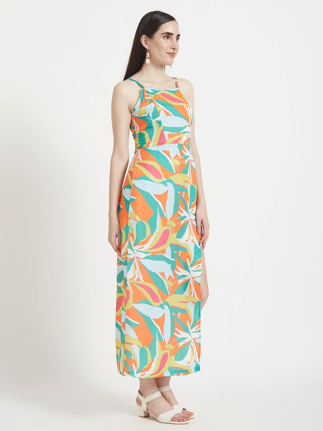 

AMSWAN Abstract Print Maxi Dress, White