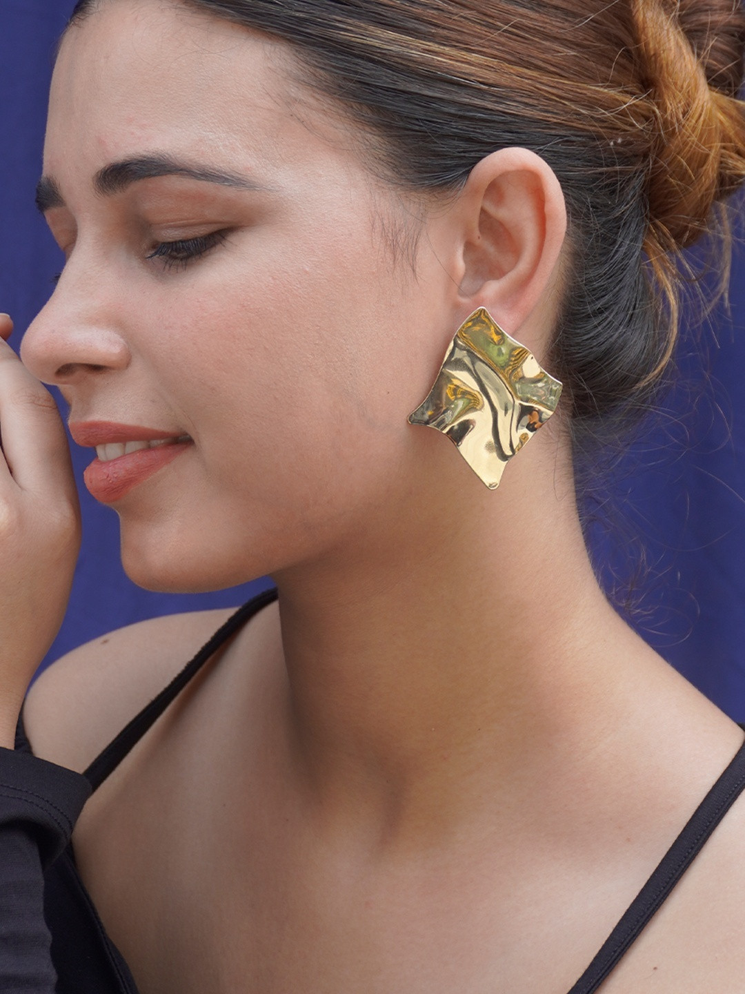 

Niscka Gold Plated Contemporary Drop Earrings